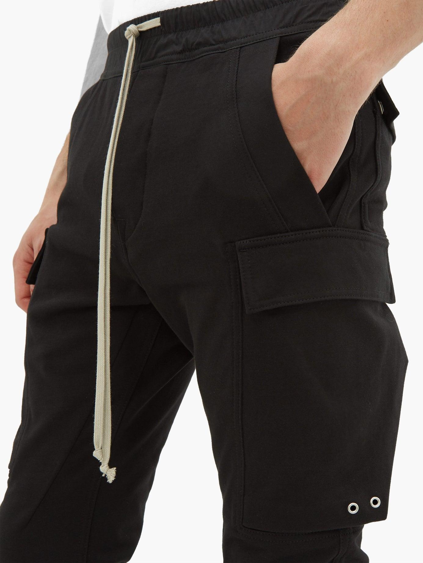 Rick Owens Babel Drawstring Cotton-cargo Track Pants in Black for