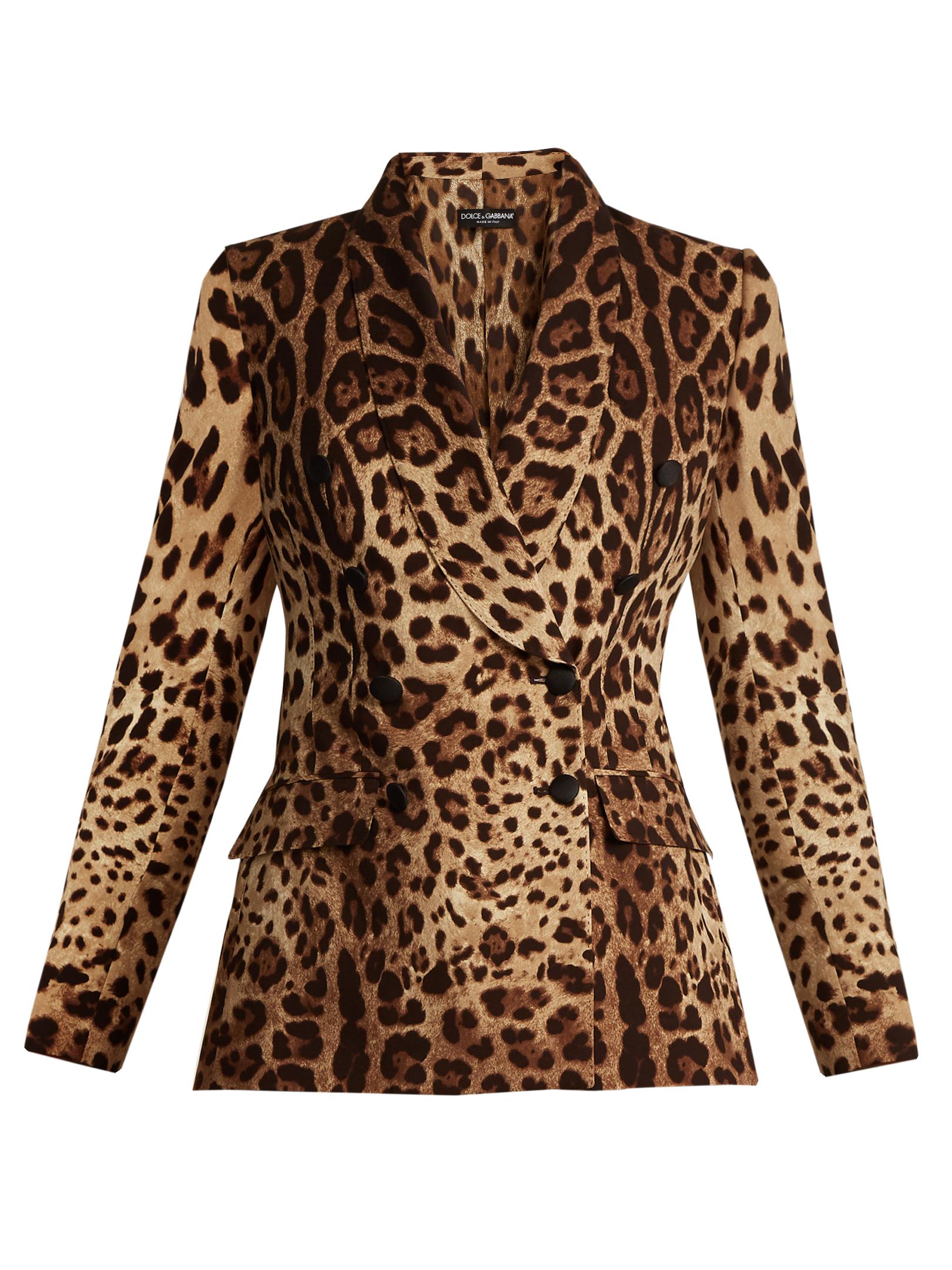 Lyst - Dolce & Gabbana Leopard-print Shawl-lapel Silk-blend Cady Blazer ...