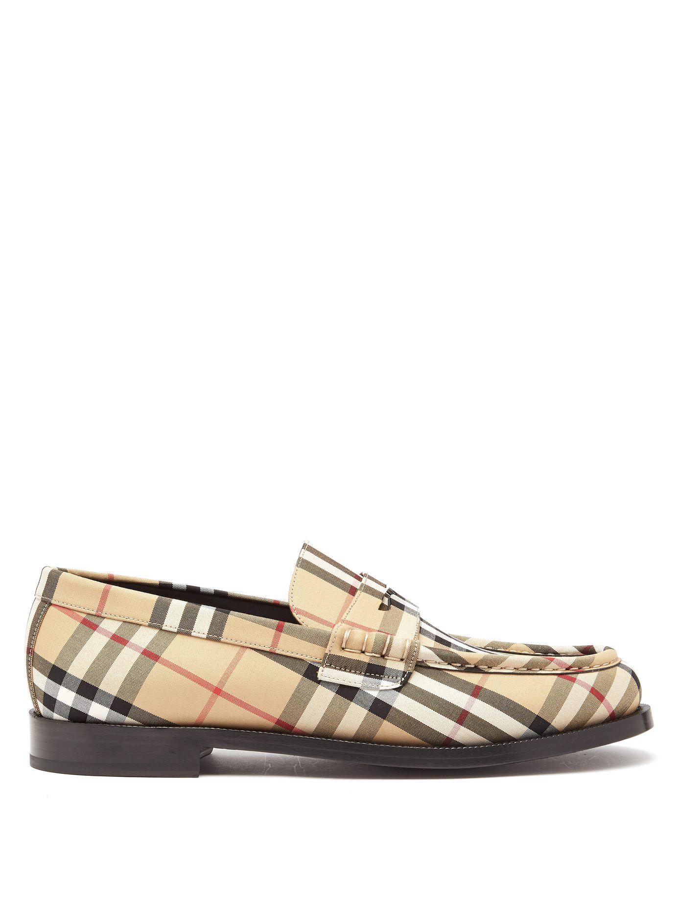 Burberry House-check Leather Loafers for Men - Lyst