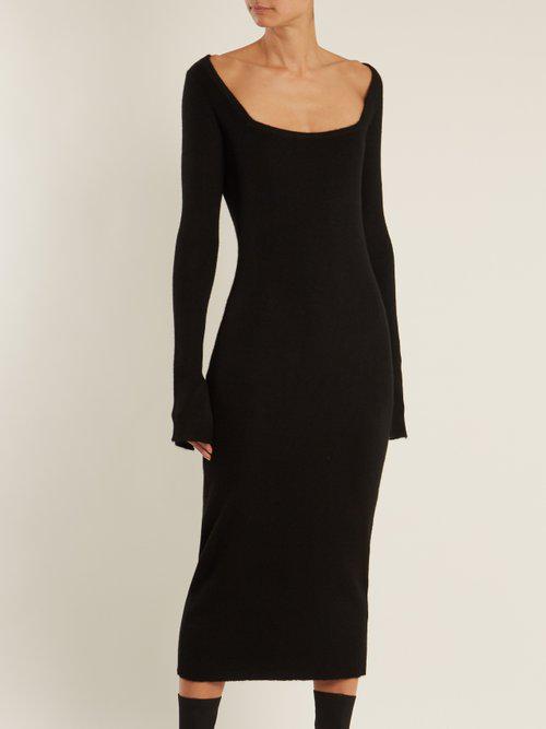 Raey Square Neck Ribbed Cashmere Dress 