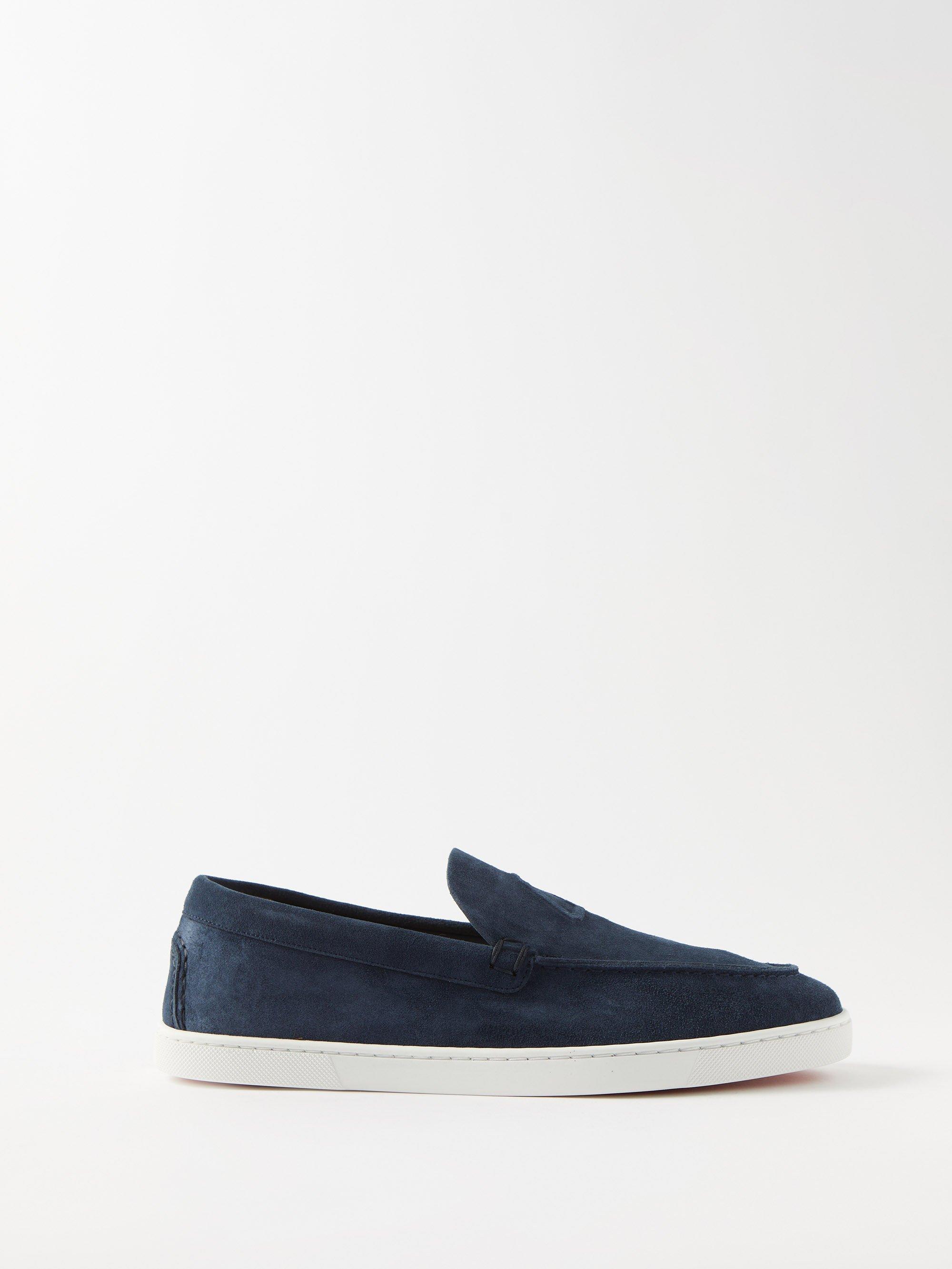 Christian Louboutin Varsiboat Suede Loafers in Blue for Men | Lyst