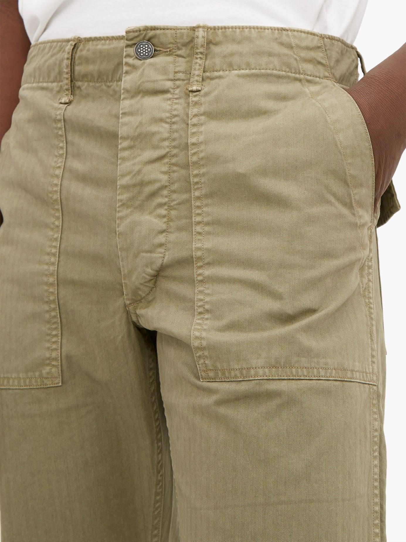 RRL Straight-leg Herringbone-cotton Trousers in Natural for Men | Lyst