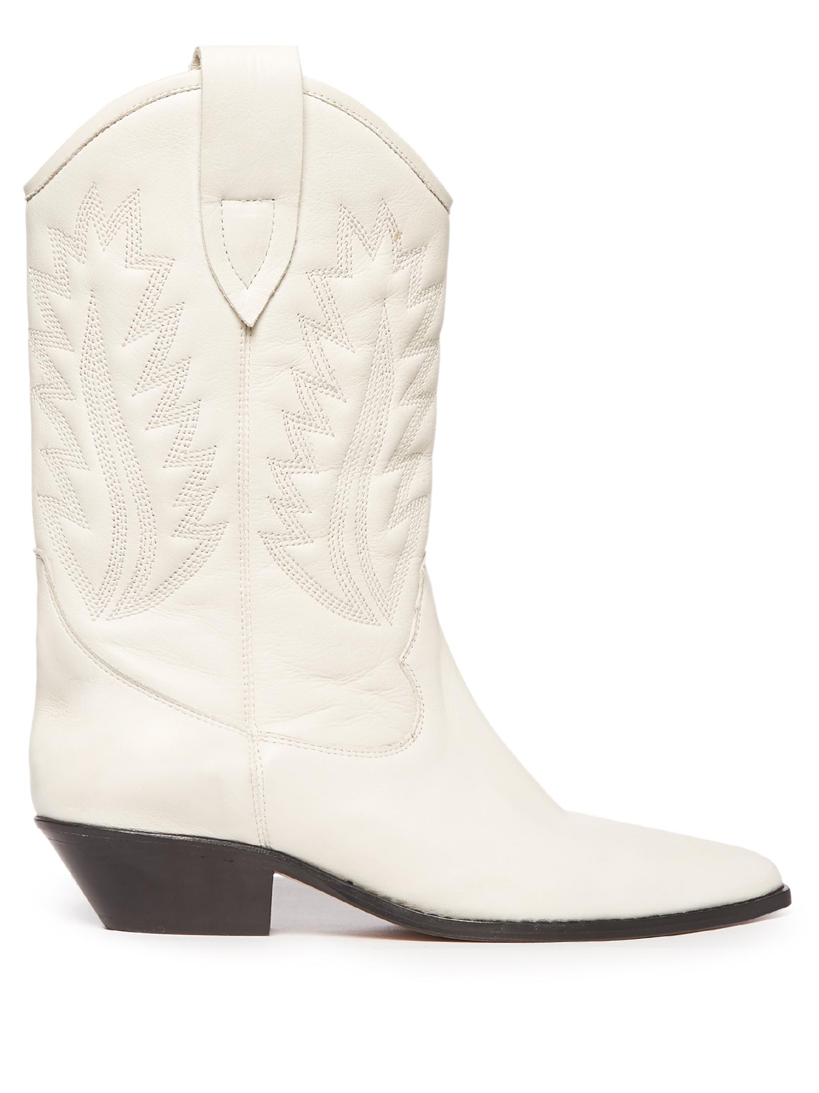 Isabel Marant Étoile Leather Western in White - Lyst