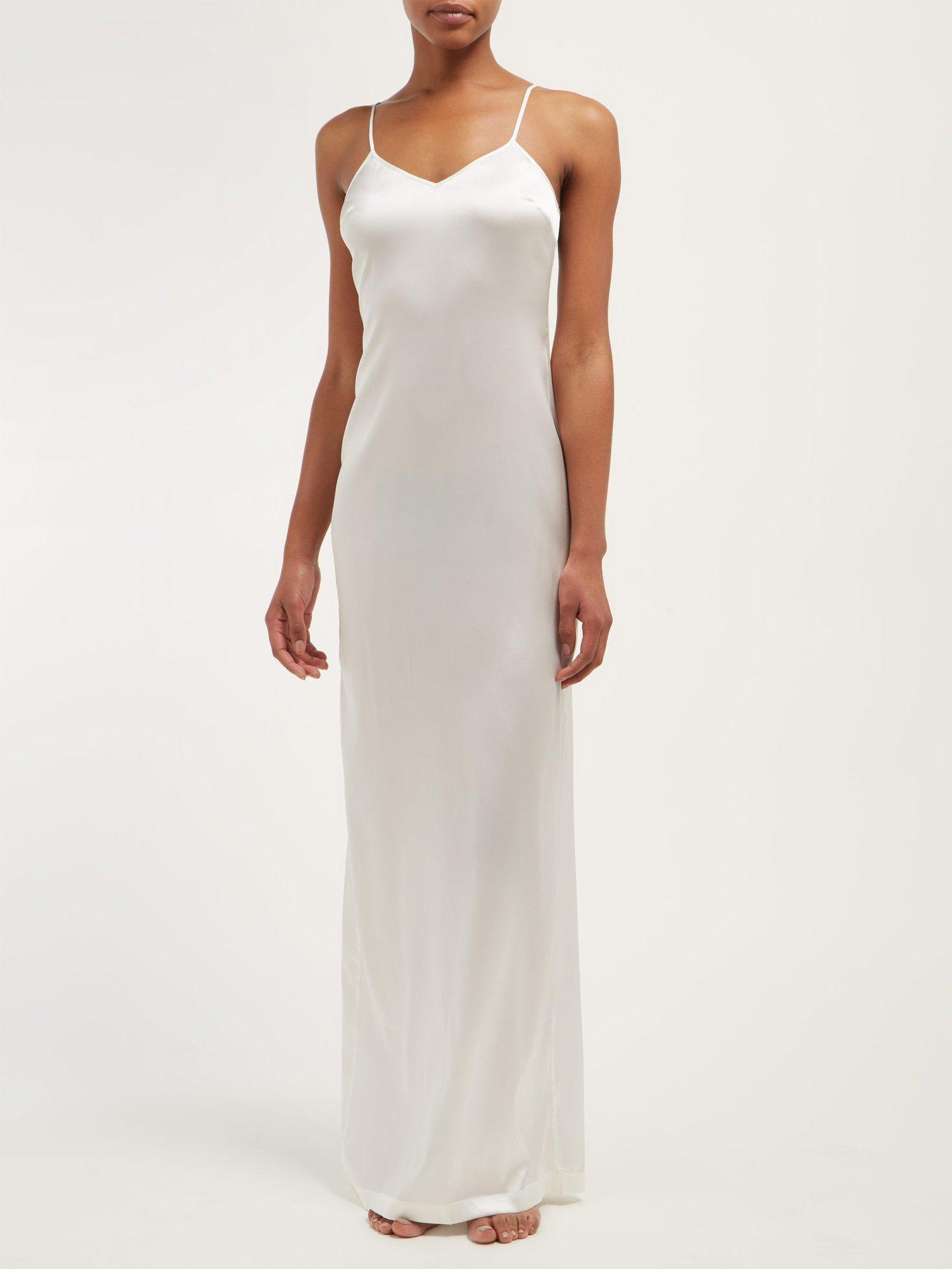 ivory satin slip dress