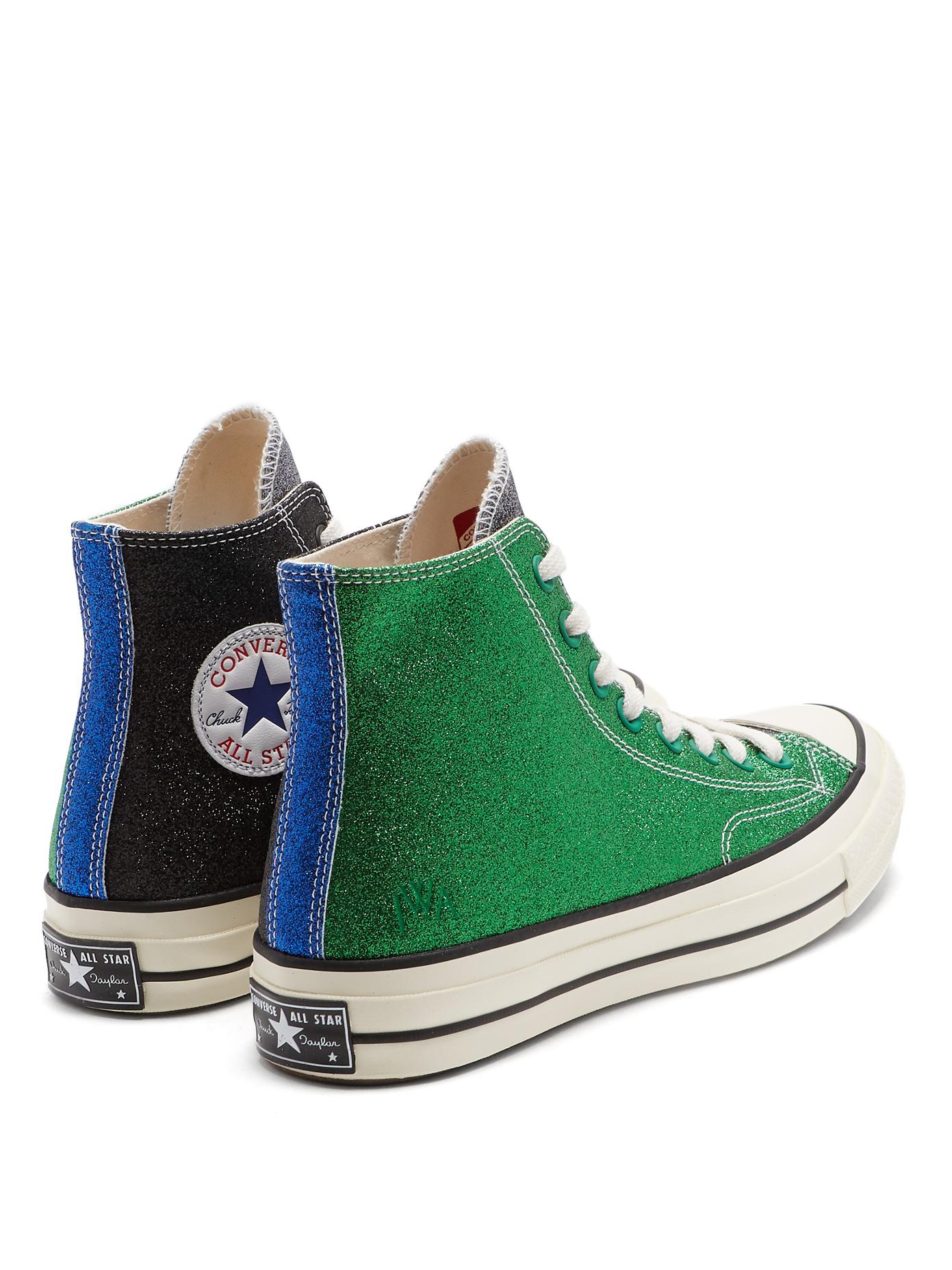 Converse Leather Glitter High-top Trainers in Black Green (Green) | Lyst