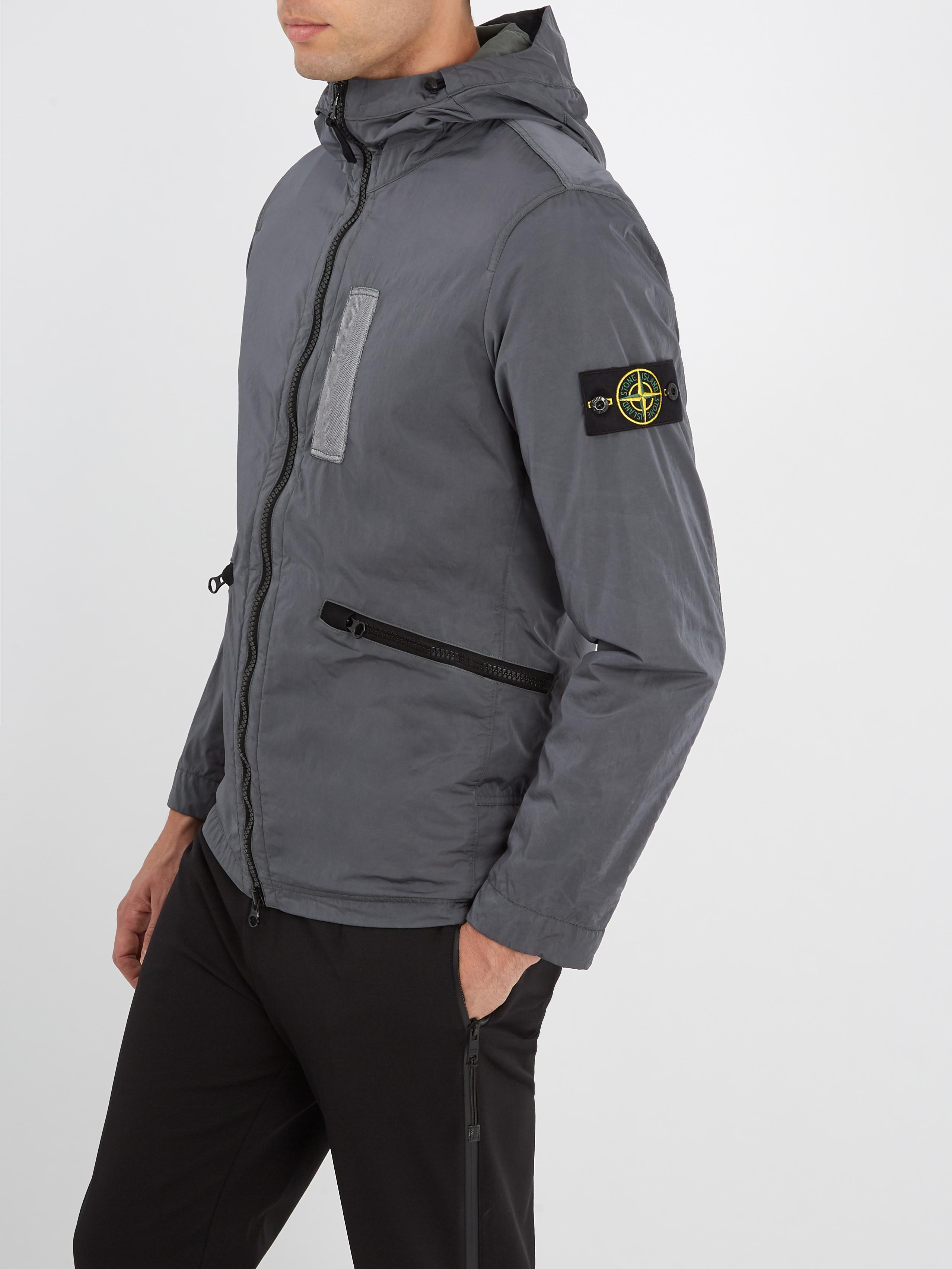 Stone Island Synthetic Zip-through Hooded Technical-fabric Jacket in Grey  (Gray) for Men - Lyst