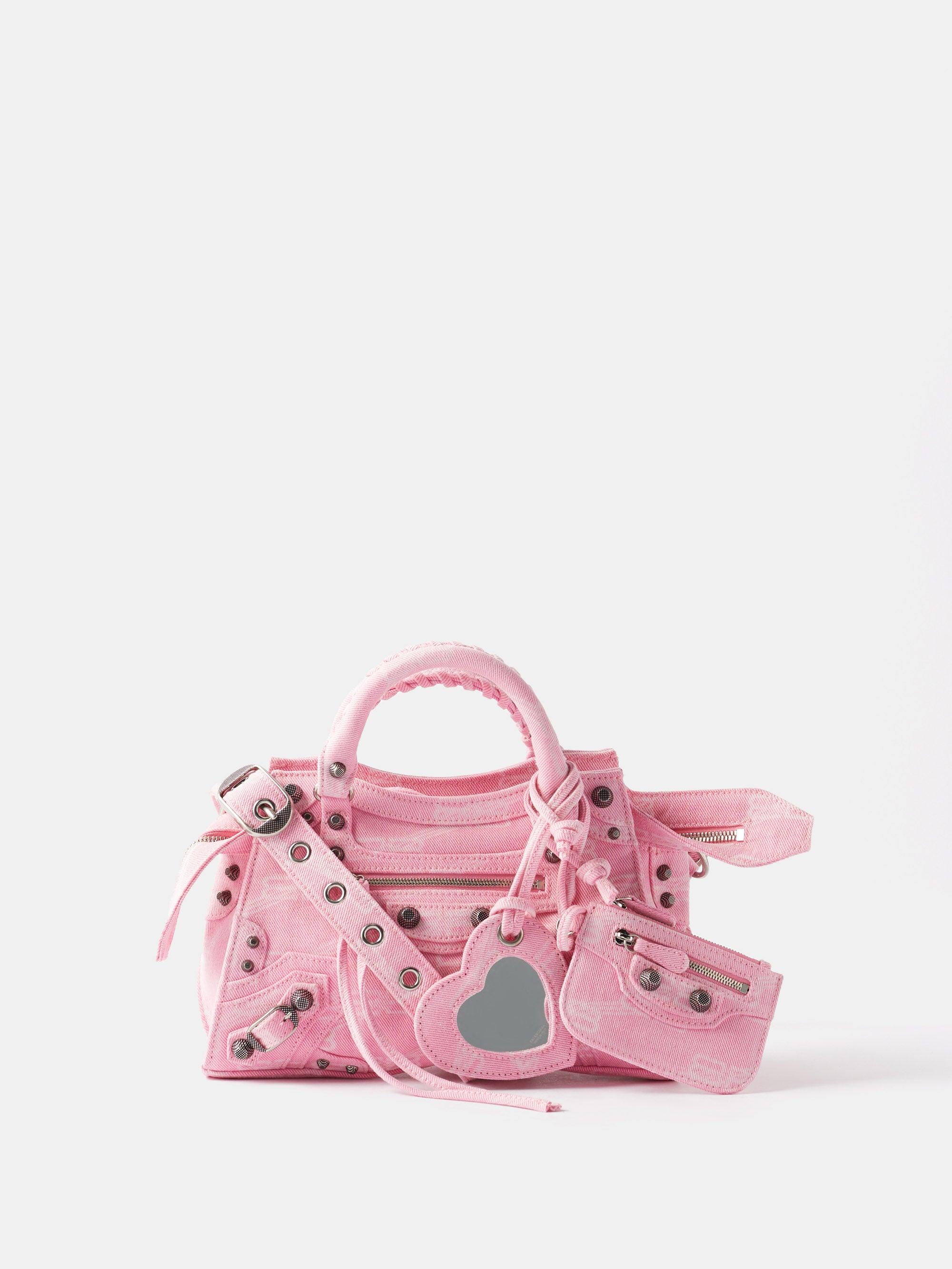 Balenciaga Neo Cagole Xs Bblogo Denim Crossbody Bag in Pink Lyst