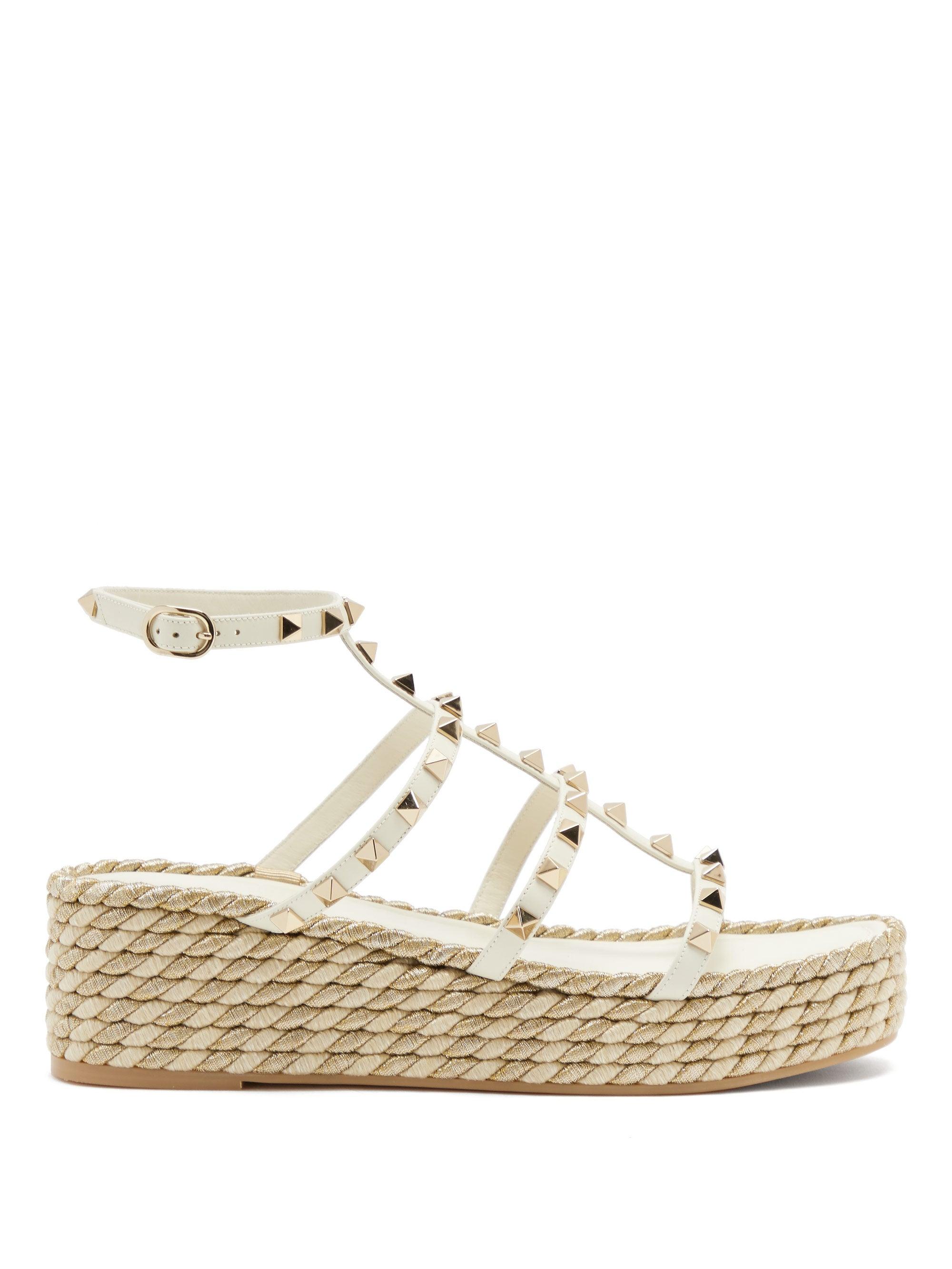 valentino garavani rockstud leather wedges