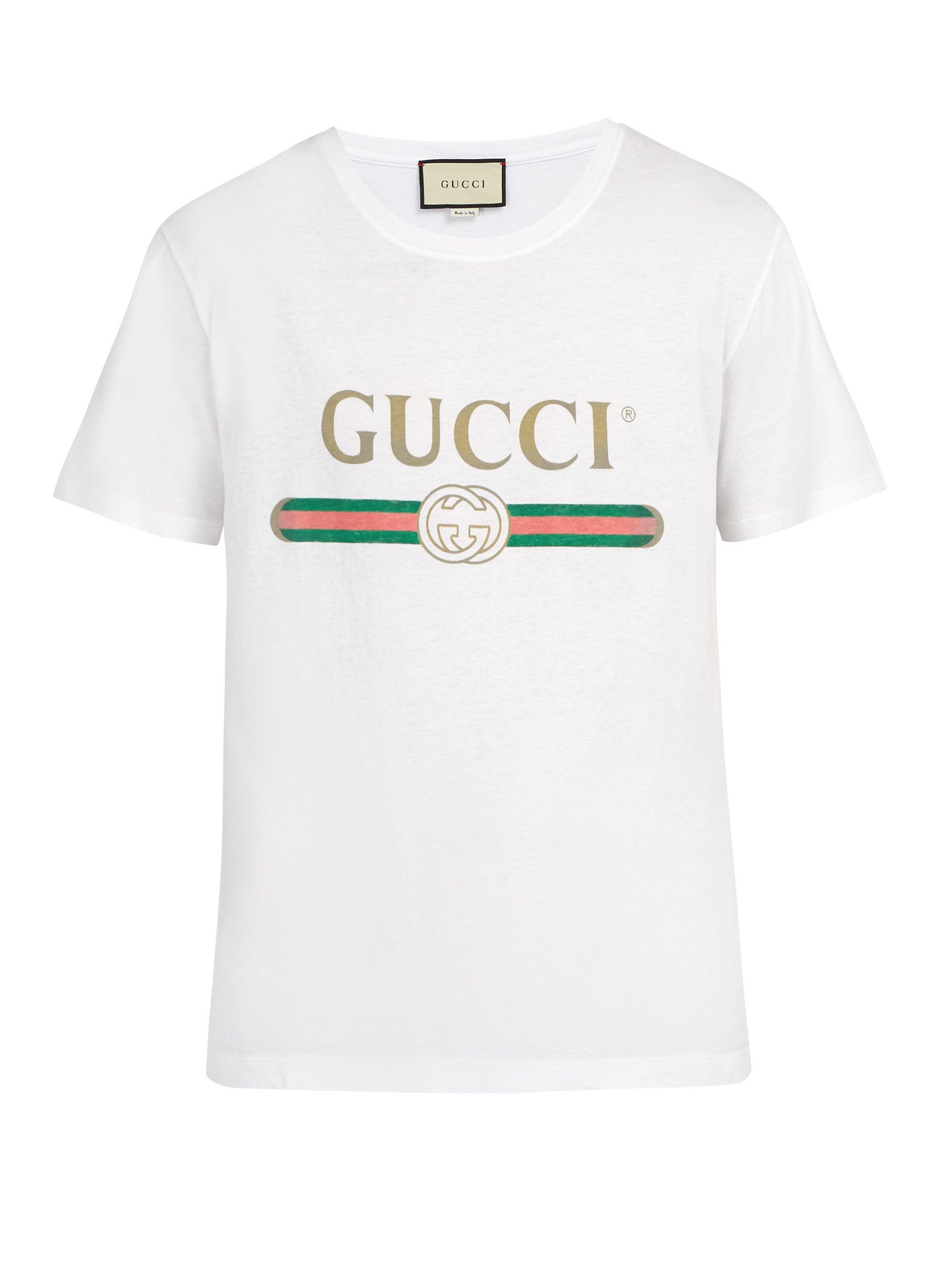 Gucci Archive Logo-print Cotton T-shirt in White for Men - Save 20% - Lyst