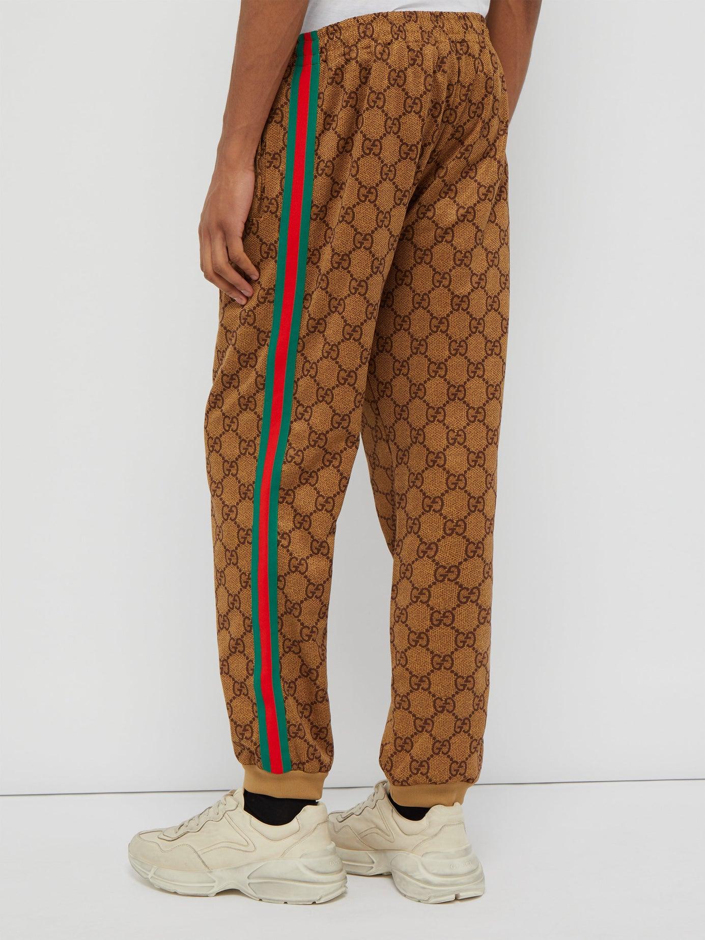 Gucci Gg Supreme Web-stripe Track Pants in Camel (Brown) for Men - Lyst