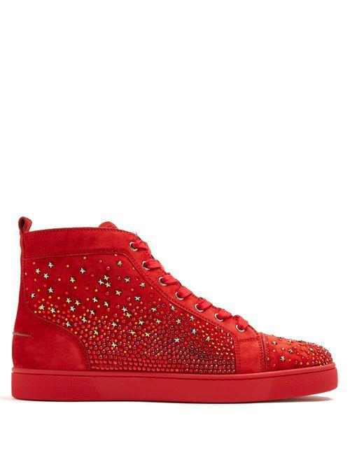 Sved Blacken God følelse Christian Louboutin Galaxtitude Suede High-top Trainers in Red for Men |  Lyst