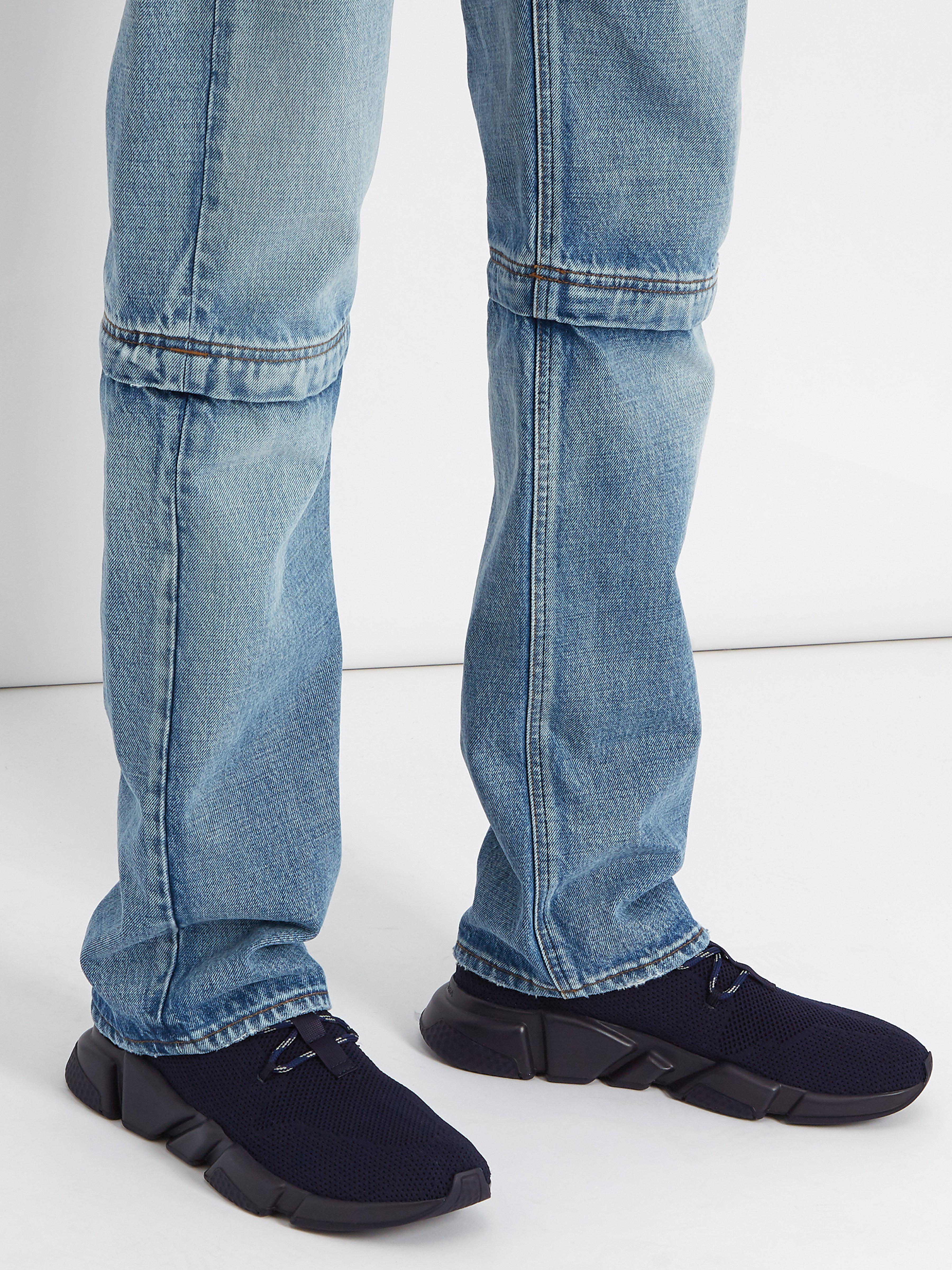 Balenciaga 'speed' Lace-up Knit Sneakers in Blue for Men | Lyst UK