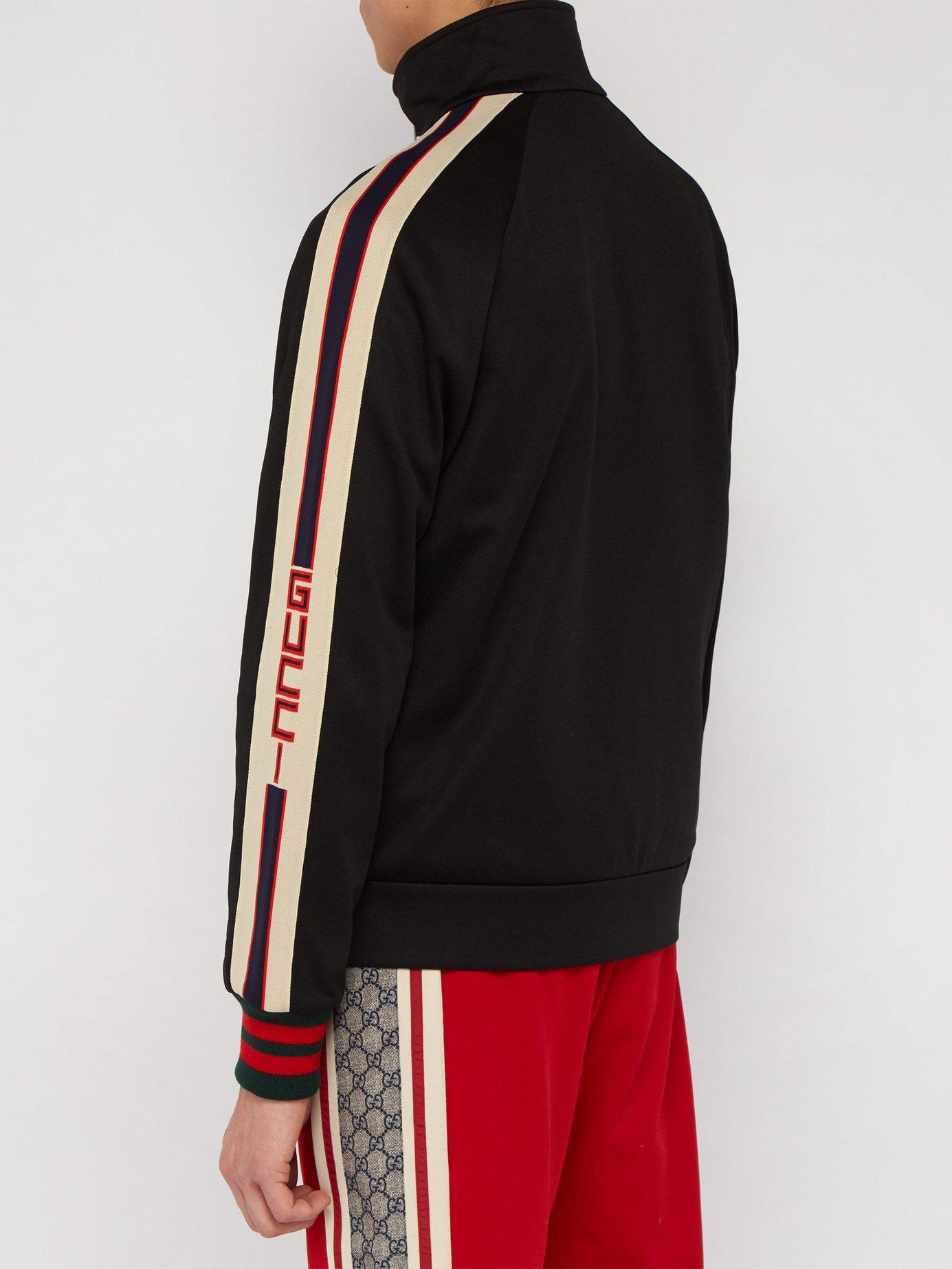 Gucci Logo Trim Zip Through Track Jacket in Black for Men Lyst