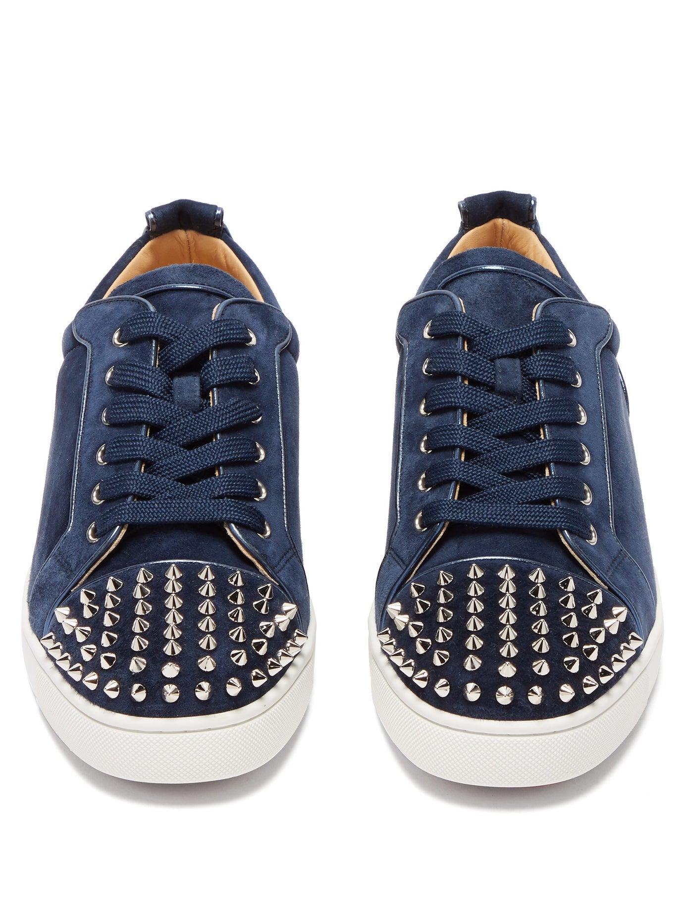 Christian Louboutin Louis Junior Studded Suede Trainers in Marine (Blue)  for Men - Lyst