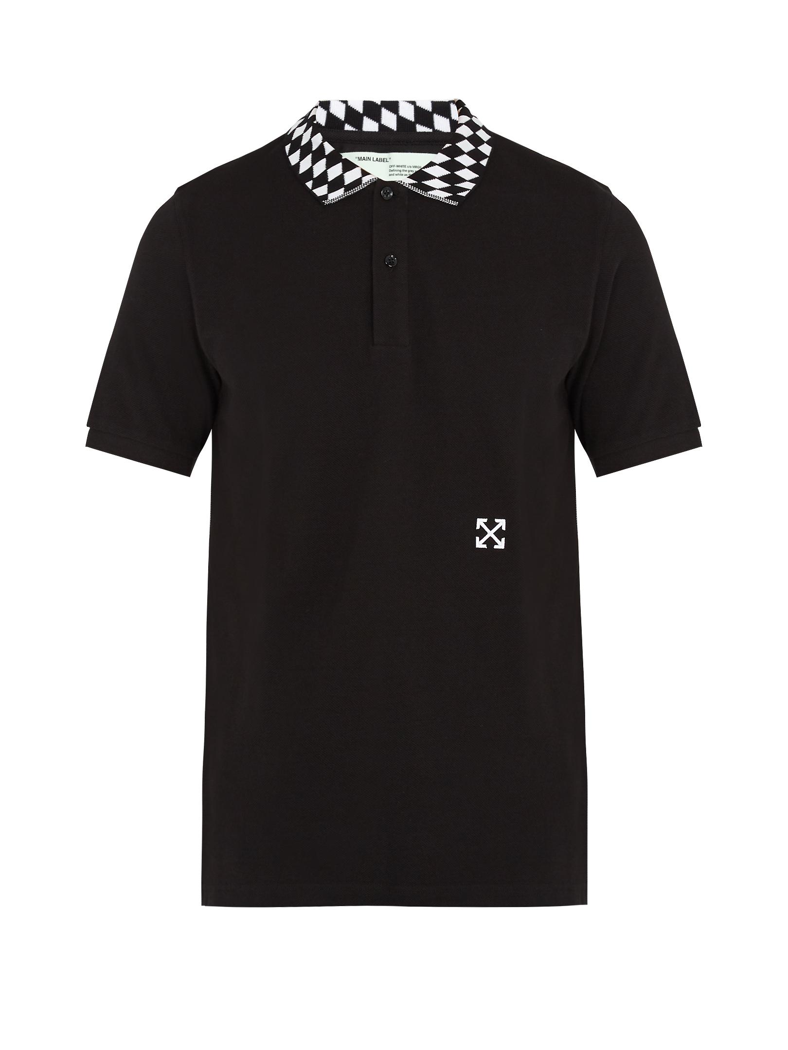 Virgil Abloh Checkered-collar Cotton Polo Shirt Black for Men - Lyst