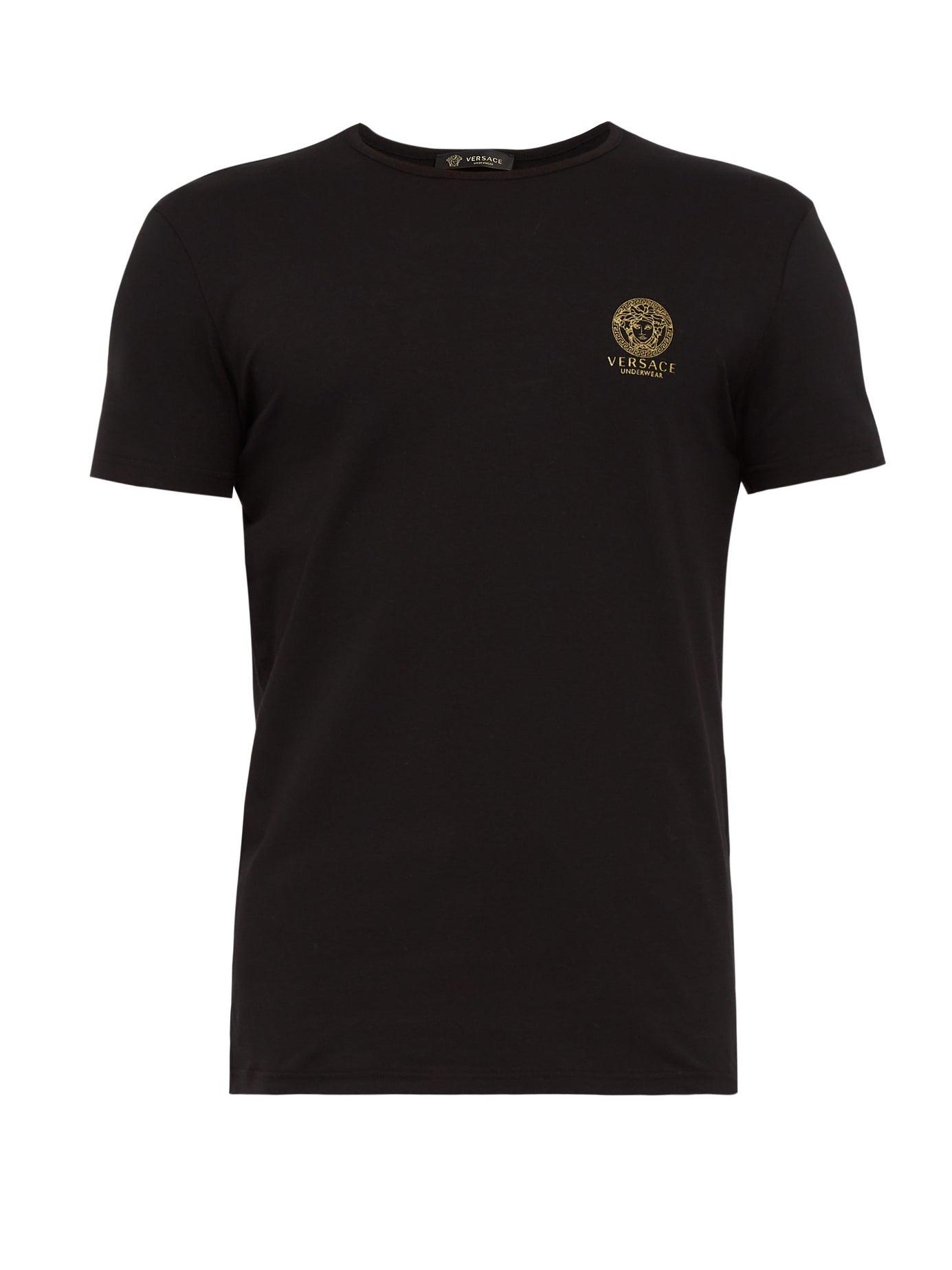 Black Versace Iconic Stretch Cotton Crew Neck T-Shirt