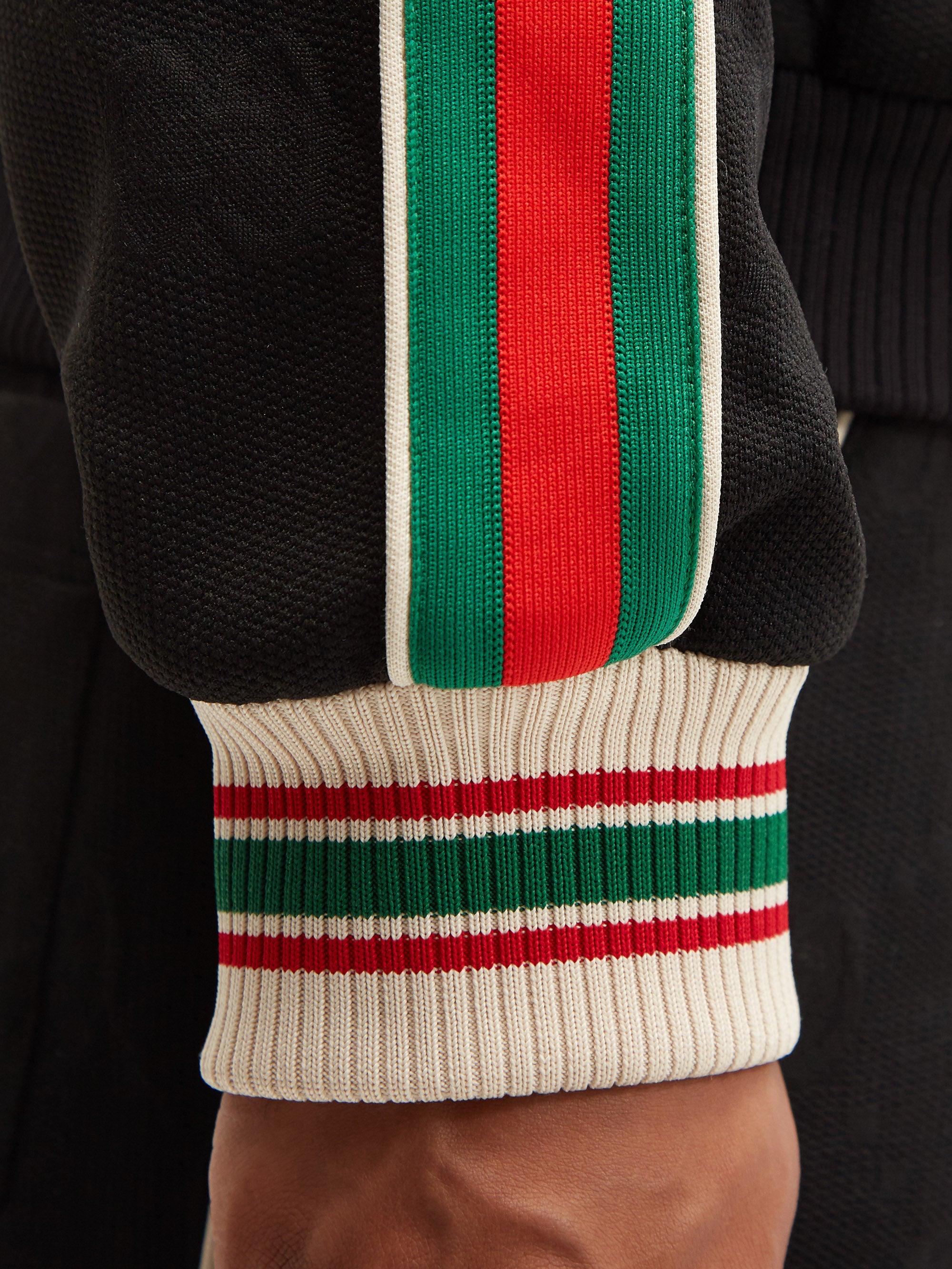 Gucci Web-stripe Gg-jacquard Zipped Jersey Track Jacket in Black for Men |  Lyst