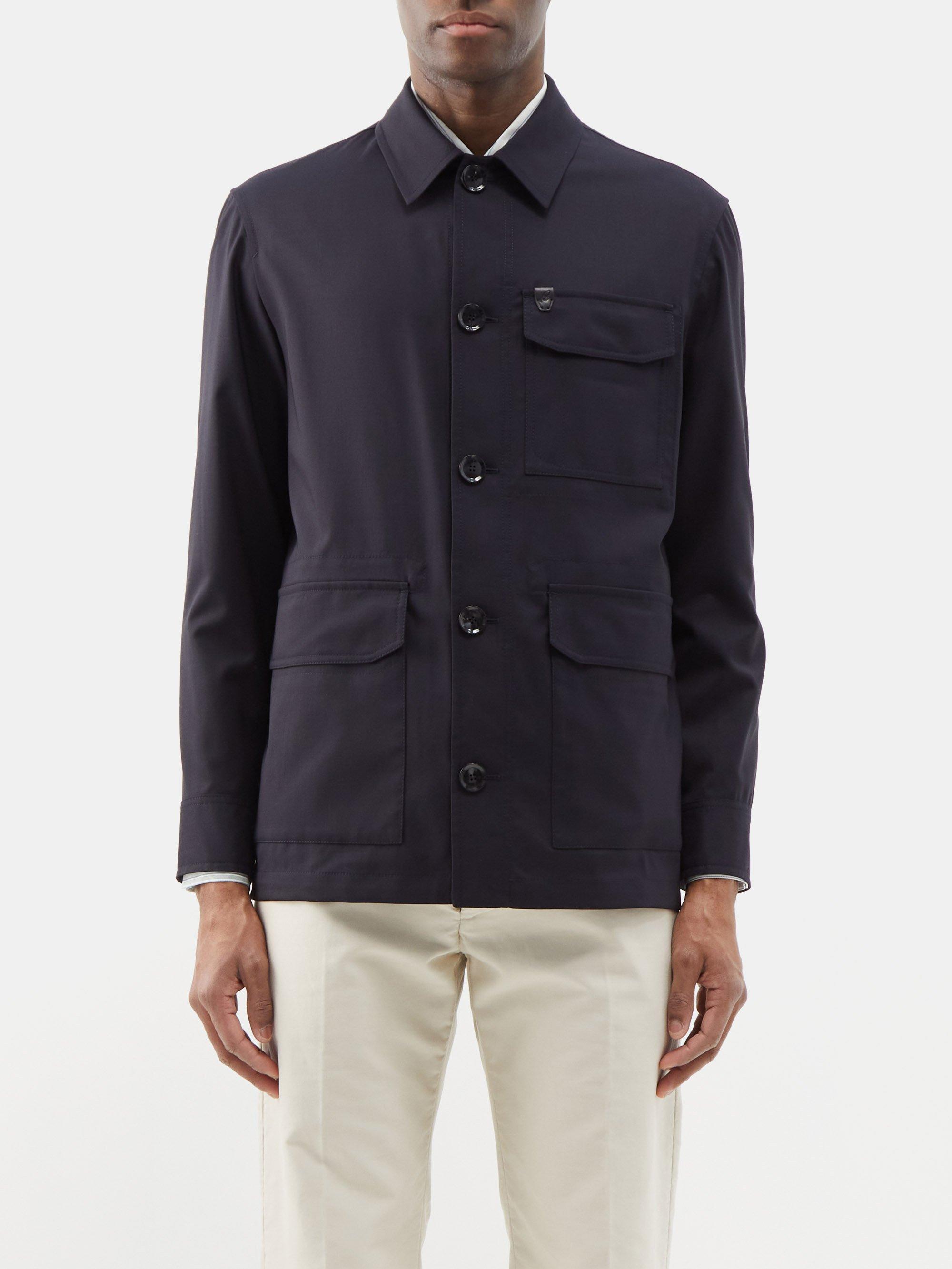 Brioni Wool-blend Twill Overshirt in Blue for Men | Lyst