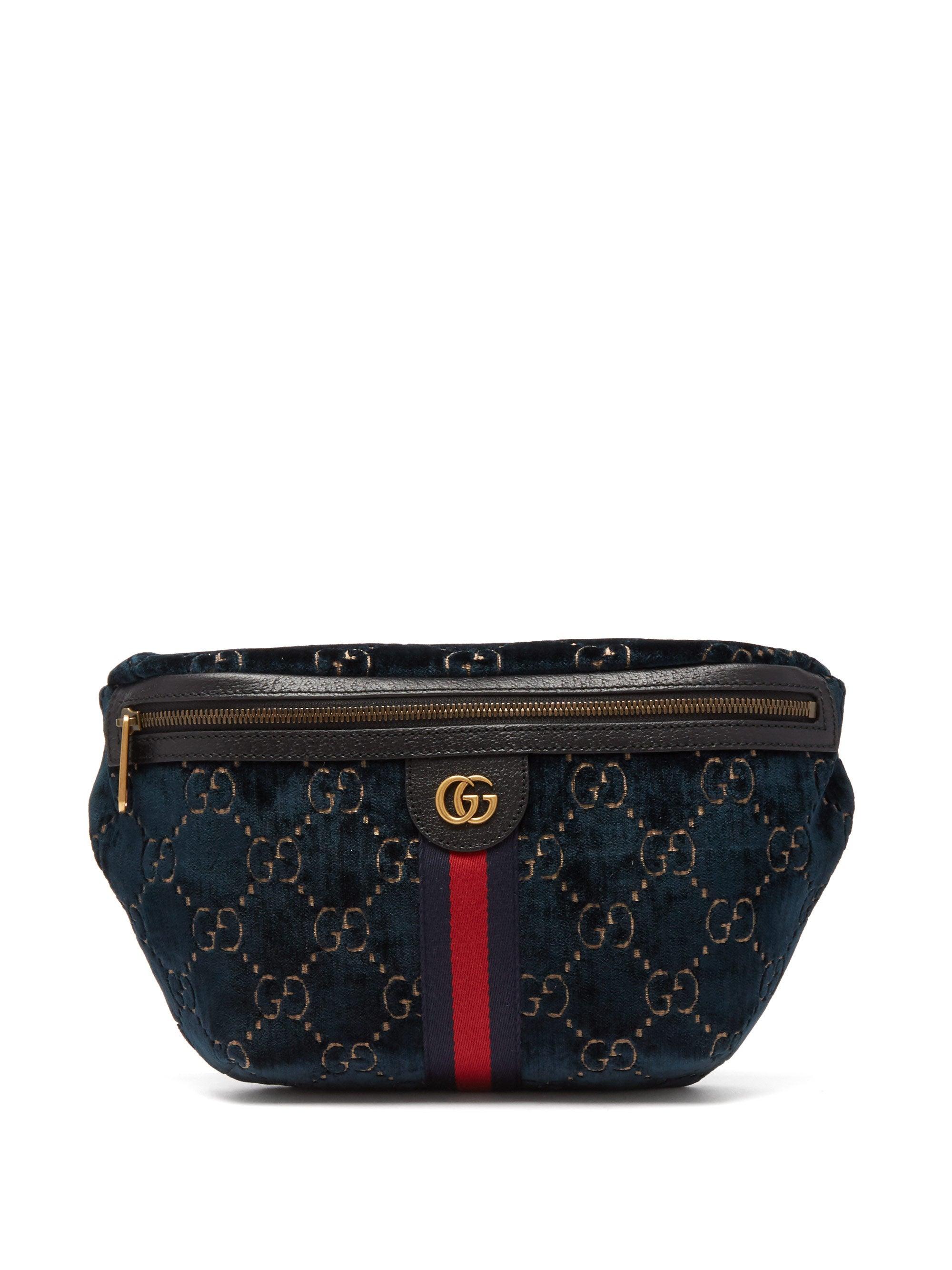 Gucci GG Velvet Belt Bag in Navy (Blue) for Men - Lyst
