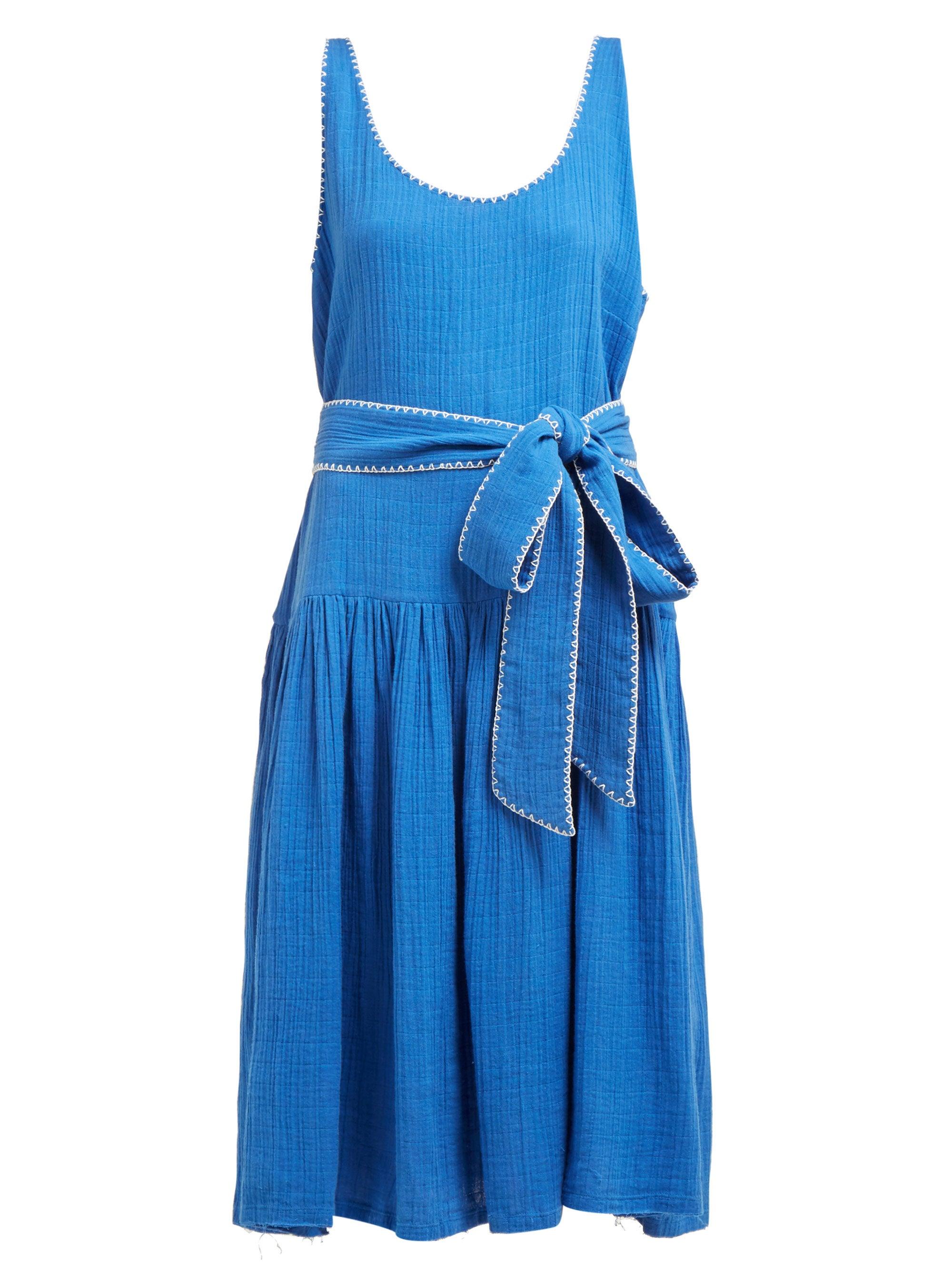 Anaak Camilla Gathered Cotton-gauze Dress in Blue - Lyst