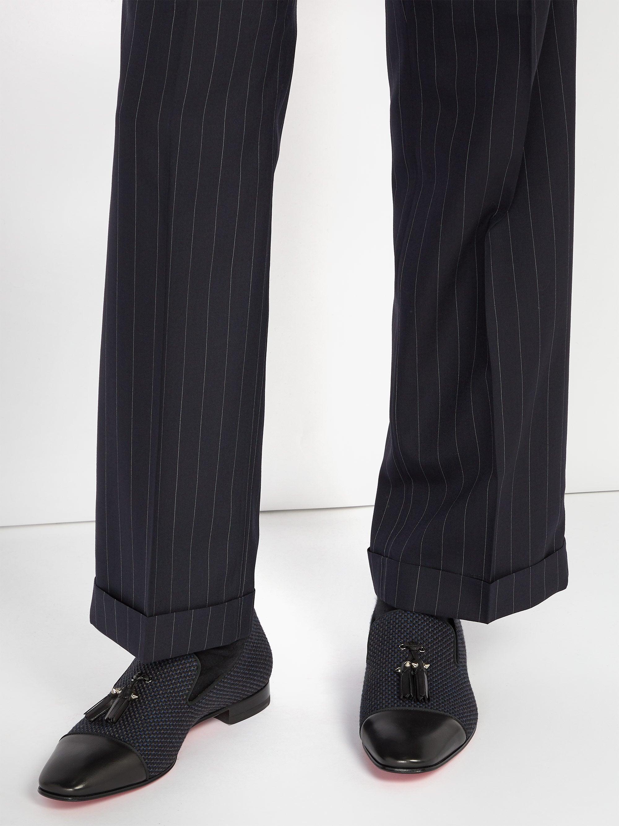 Christian Louboutin Dandelion Tasselembellished Leather Loafers in Black Navy (Black) for Men