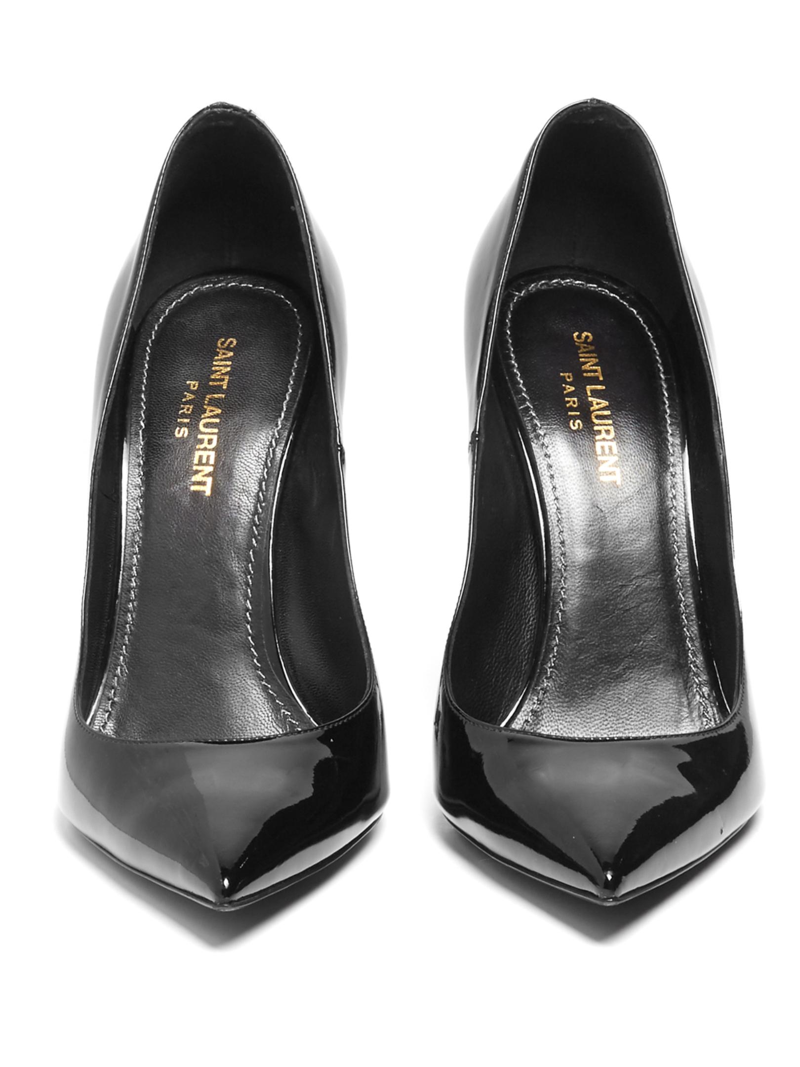 Saint Laurent Opium Logo-heel Patent-leather Pumps in Black - Lyst