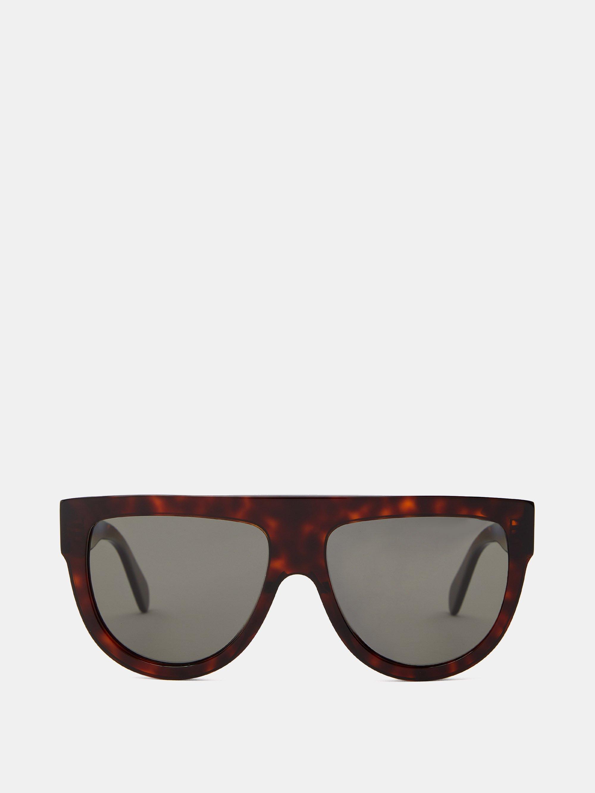 Celine Flat-top Tortoiseshell-acetate Sunglasses Gray Lyst