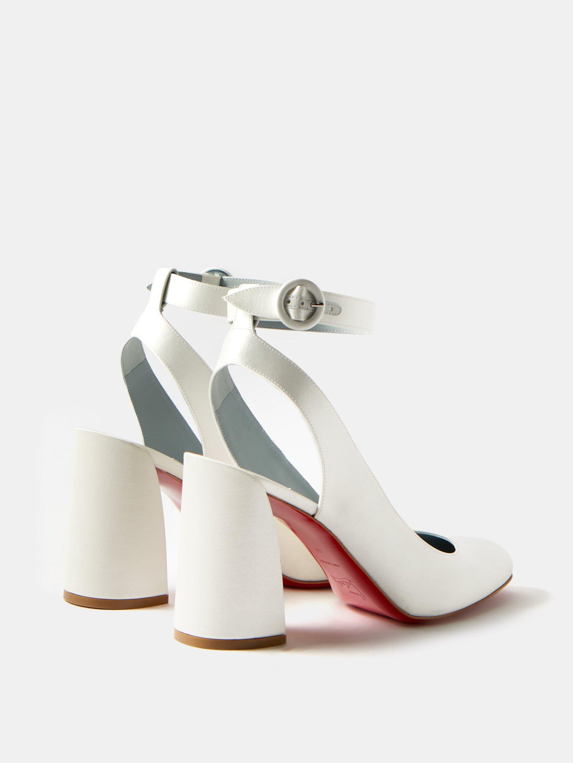 Christian Louboutin Miss Sab Sling 85 Crepe-satin Slingback Pumps in White  | Lyst