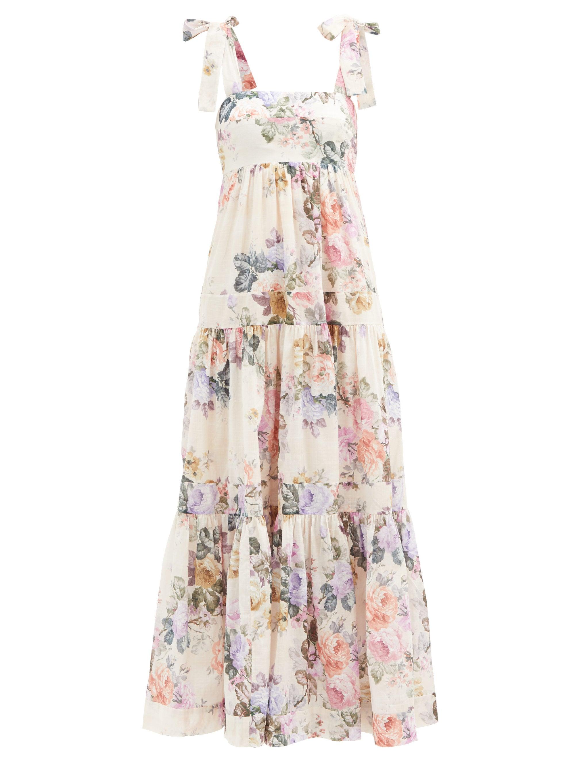 Zimmermann Brighton Tiered Floral-print Cotton Dress | Lyst