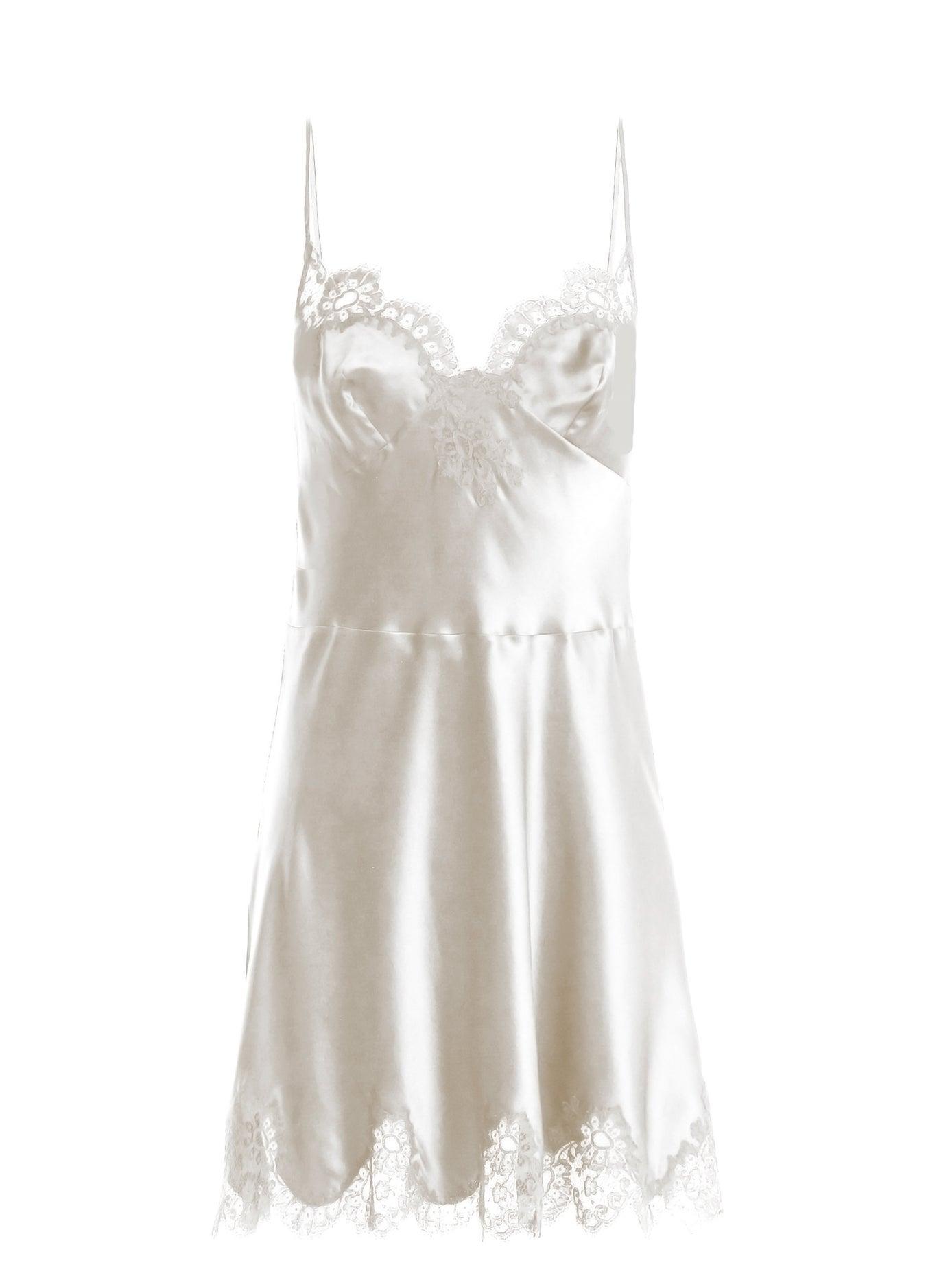 Carine Gilson Lace-trimmed Silk-satin Cami Dress in White | Lyst Canada