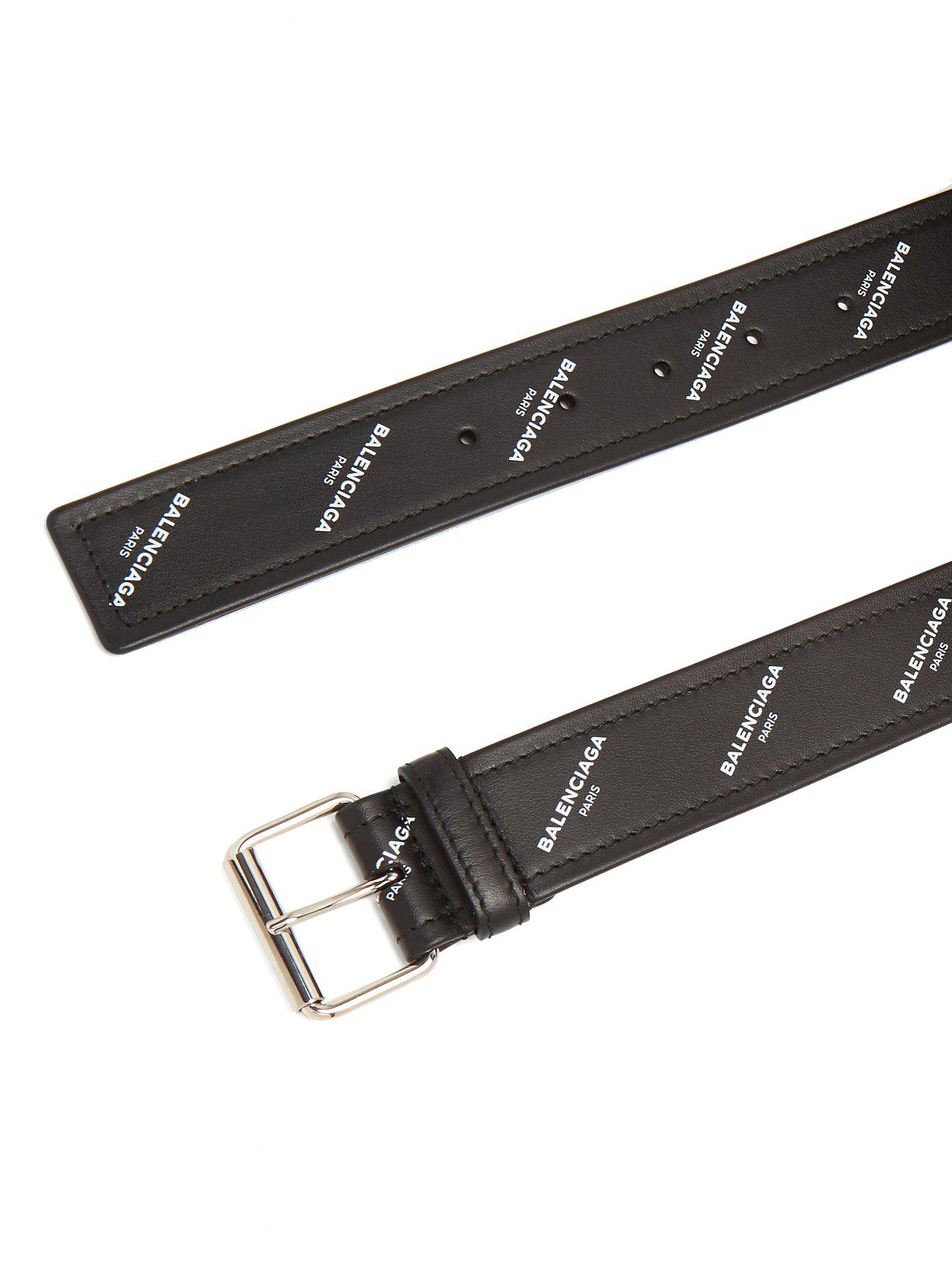 Balenciaga Logo-print Leather Belt in Black for Men - Lyst