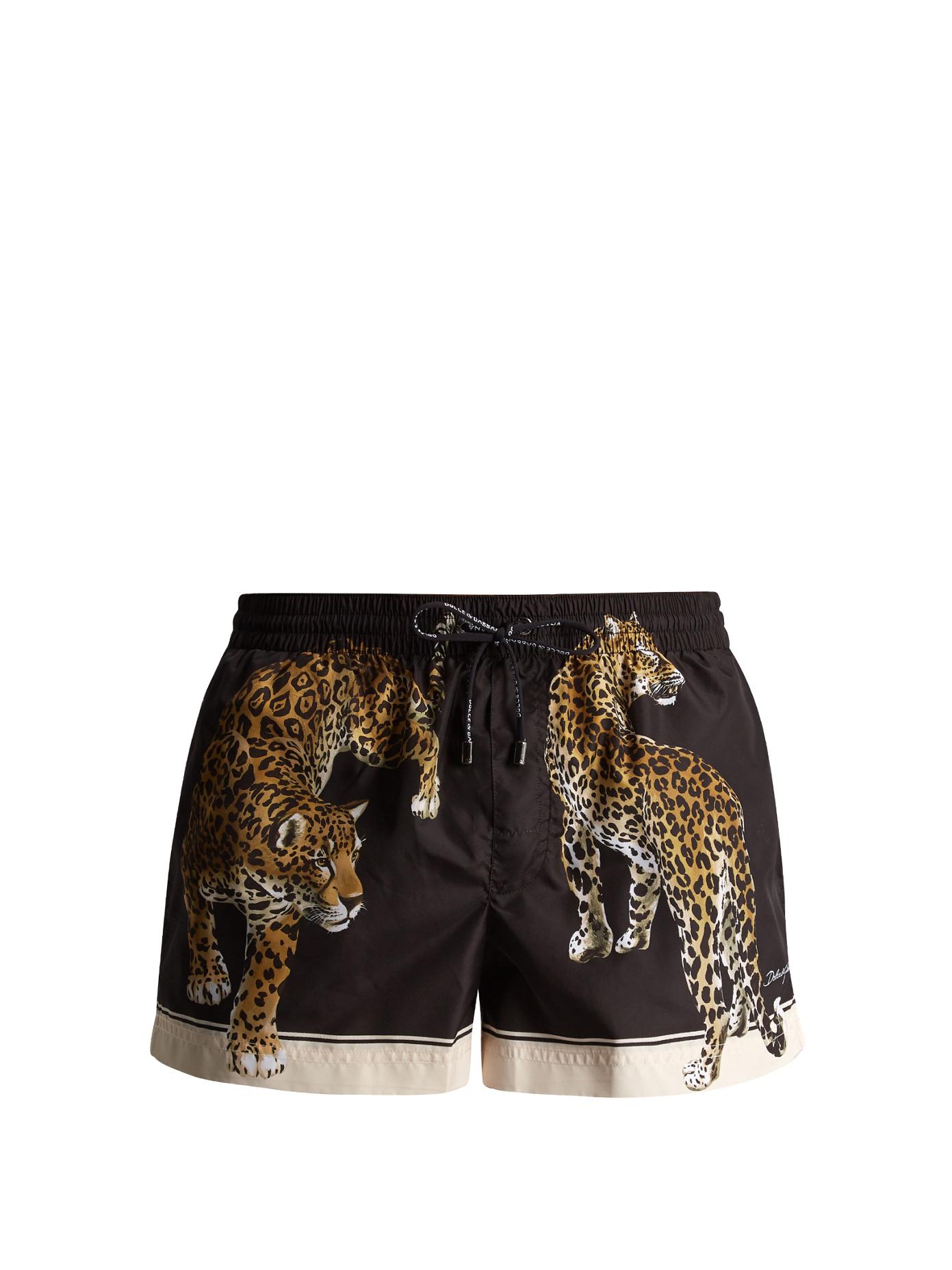 Dolce & Gabbana Synthetic Short Swim Trunks With Leopard Print for Men Mens Clothing Beachwear 