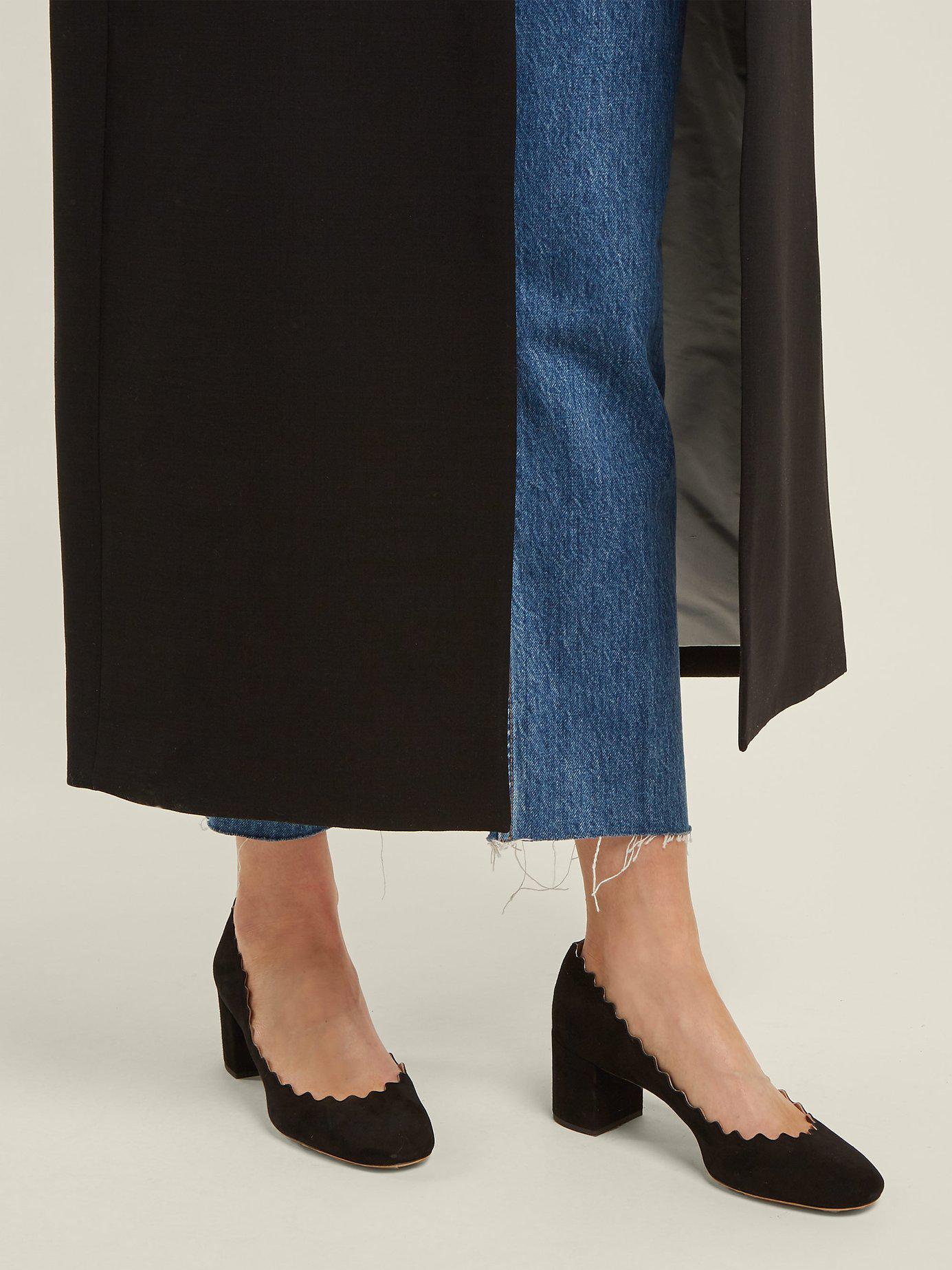 Chloé Lauren Scallop-Edged Leather Pumps in Black | Lyst Canada