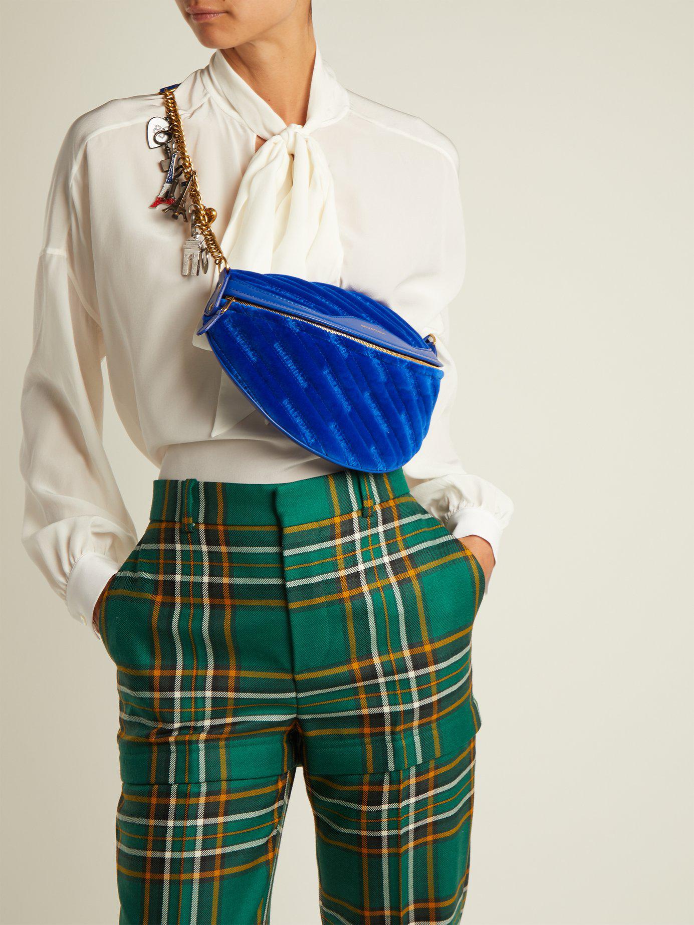 balenciaga blue velvet bag