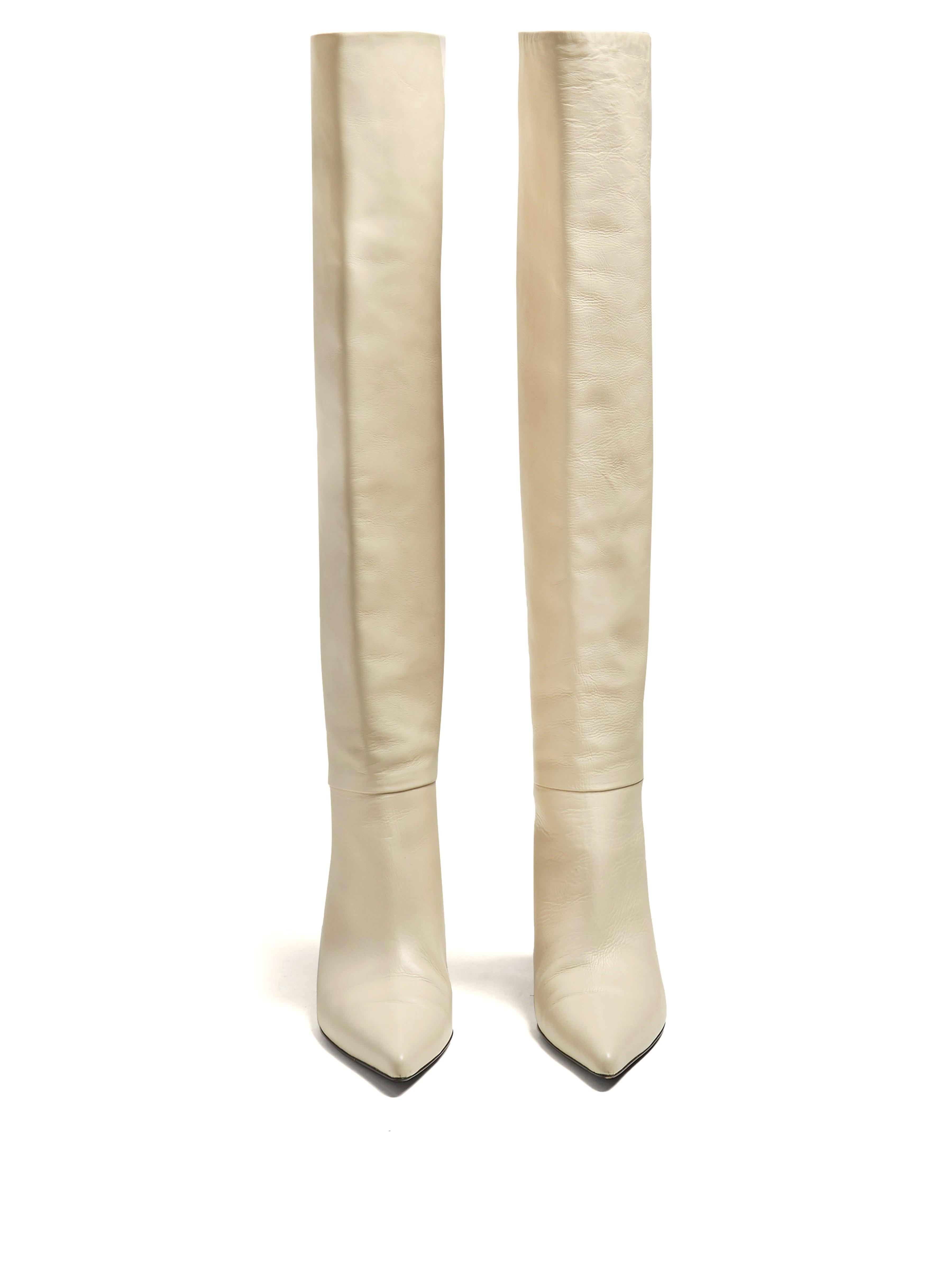 The Row Bourgeoise Knee High Leather Boots in Cream (Natural) Lyst