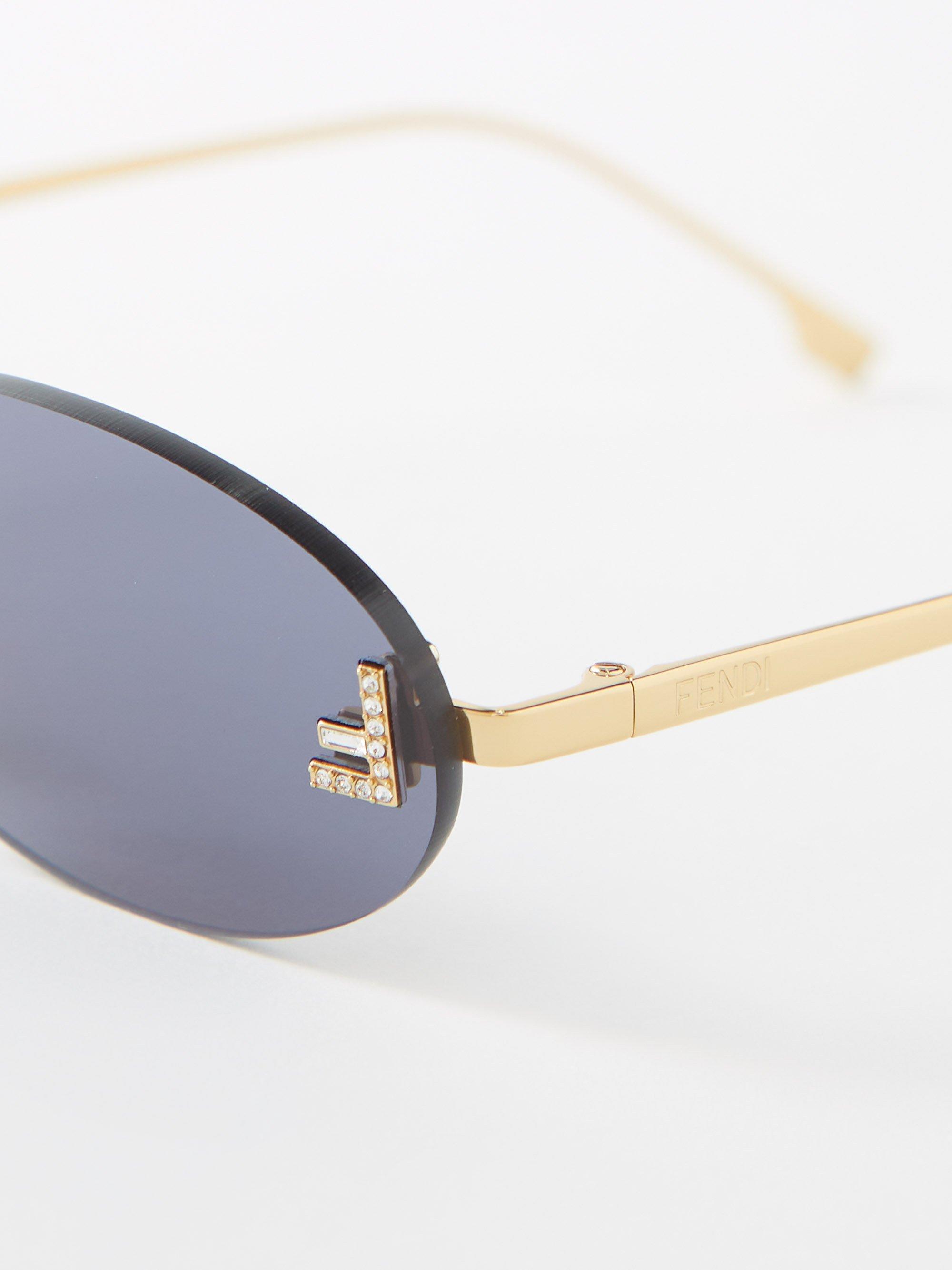 Fendi Fendi First Rimless Oval Metal Sunglasses in White
