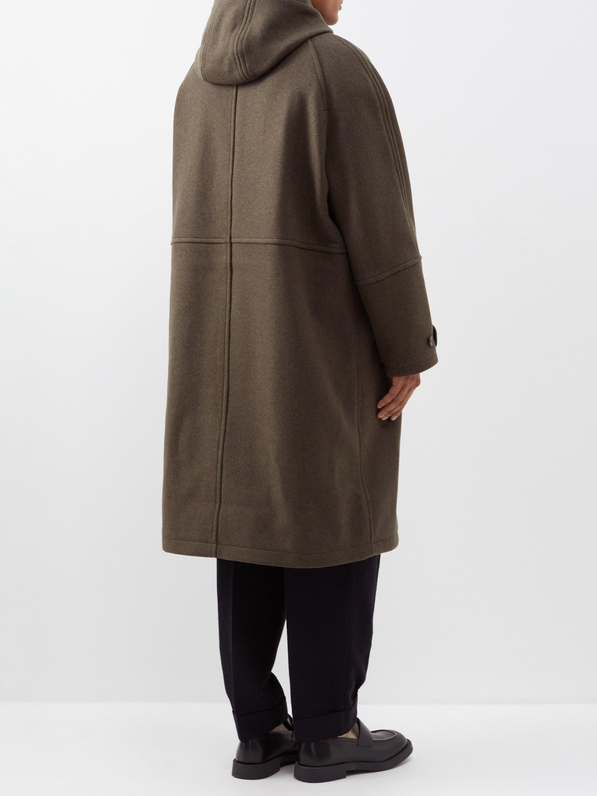 Our Legacy Raglan-sleeve Wool-blend Hooded Duffle Coat in Brown for Men |  Lyst