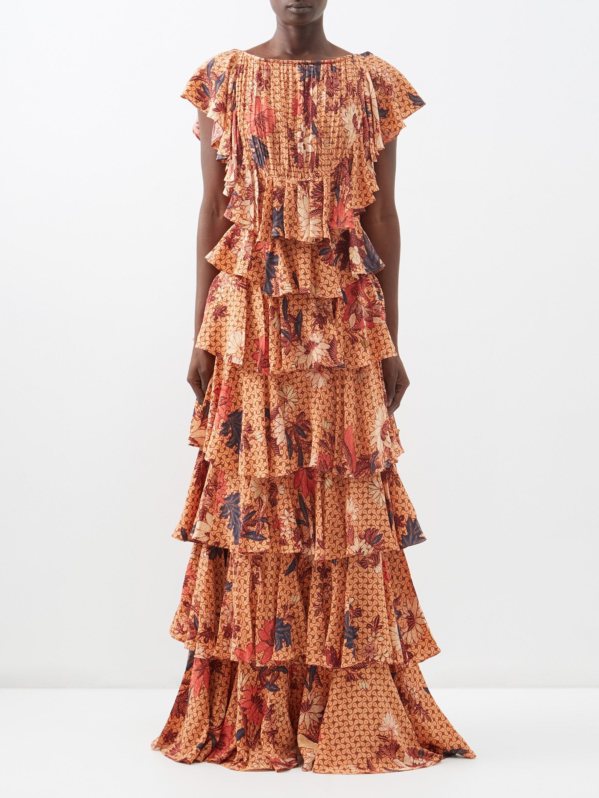 Ulla Johnson Freja Tiered Floralprint Silk Maxi Dress Lyst