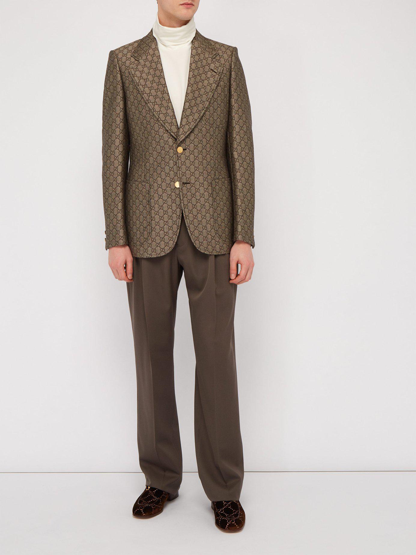 Gucci Cotton Gg Monogram Single Breasted Suit Jacket in Beige (Natural ...