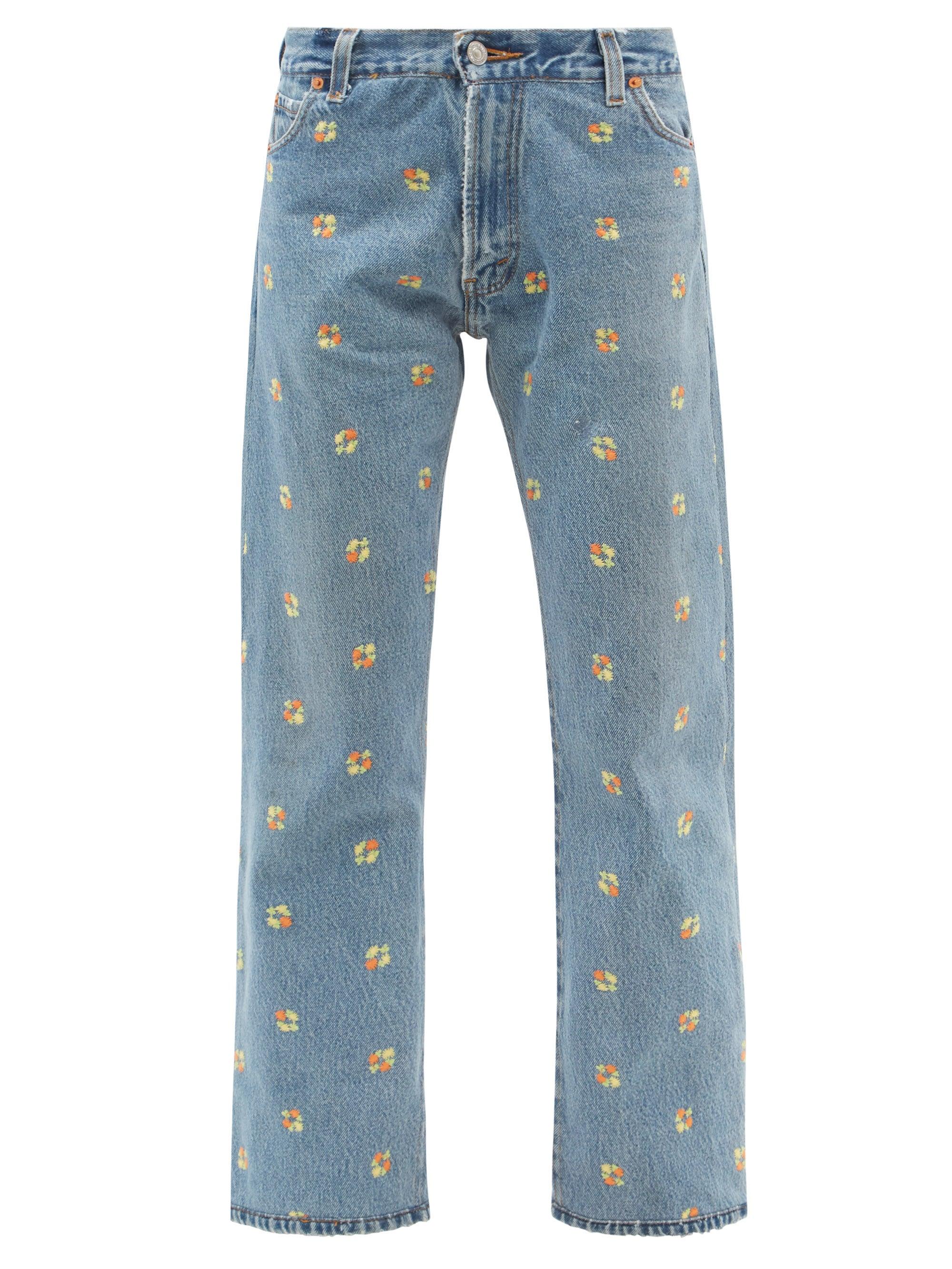 RE/DONE X Levi's 70s Floral-embroidered Upcycled Jeans in Blue | Lyst