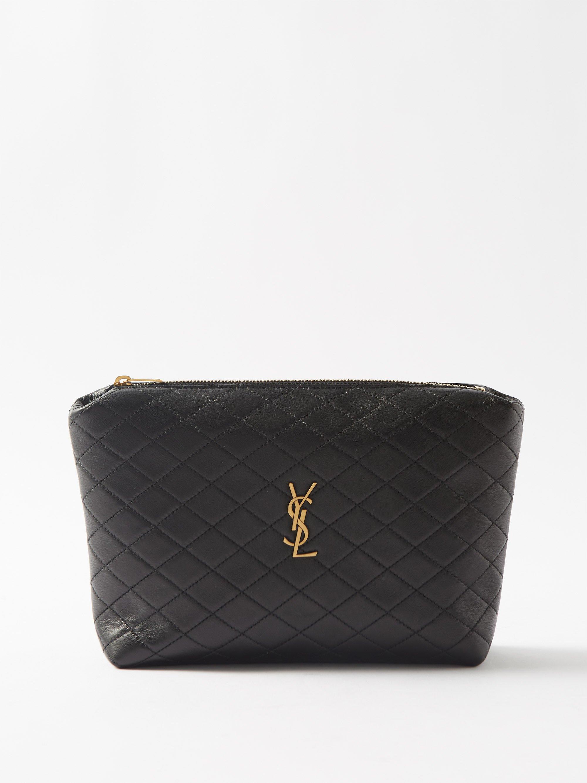 Saint Laurent Gaby Quilted-leather Pouch in Black