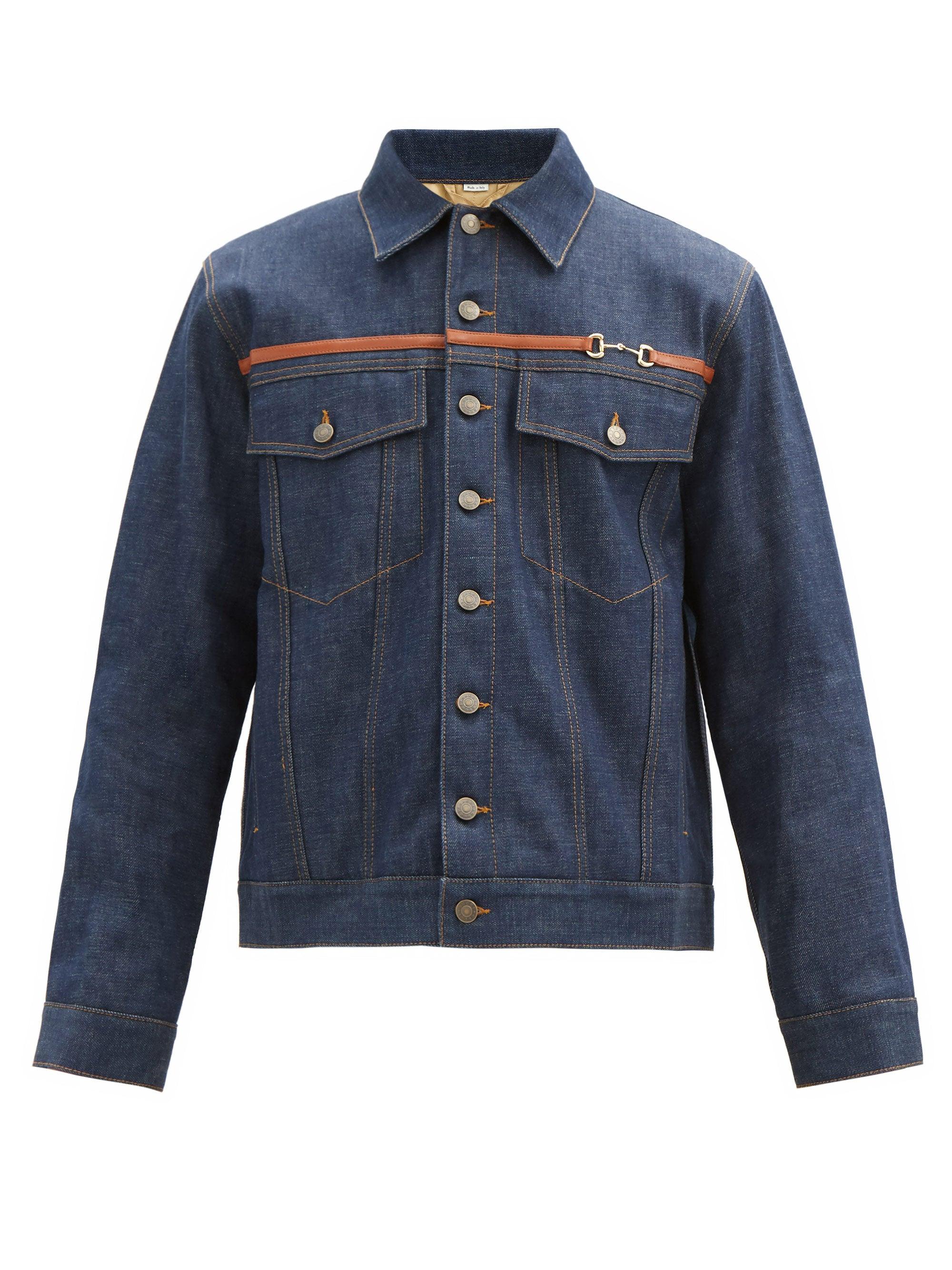 Gucci Washed Denim Jacket With Horsebit in Dark Blue (Blue) for 