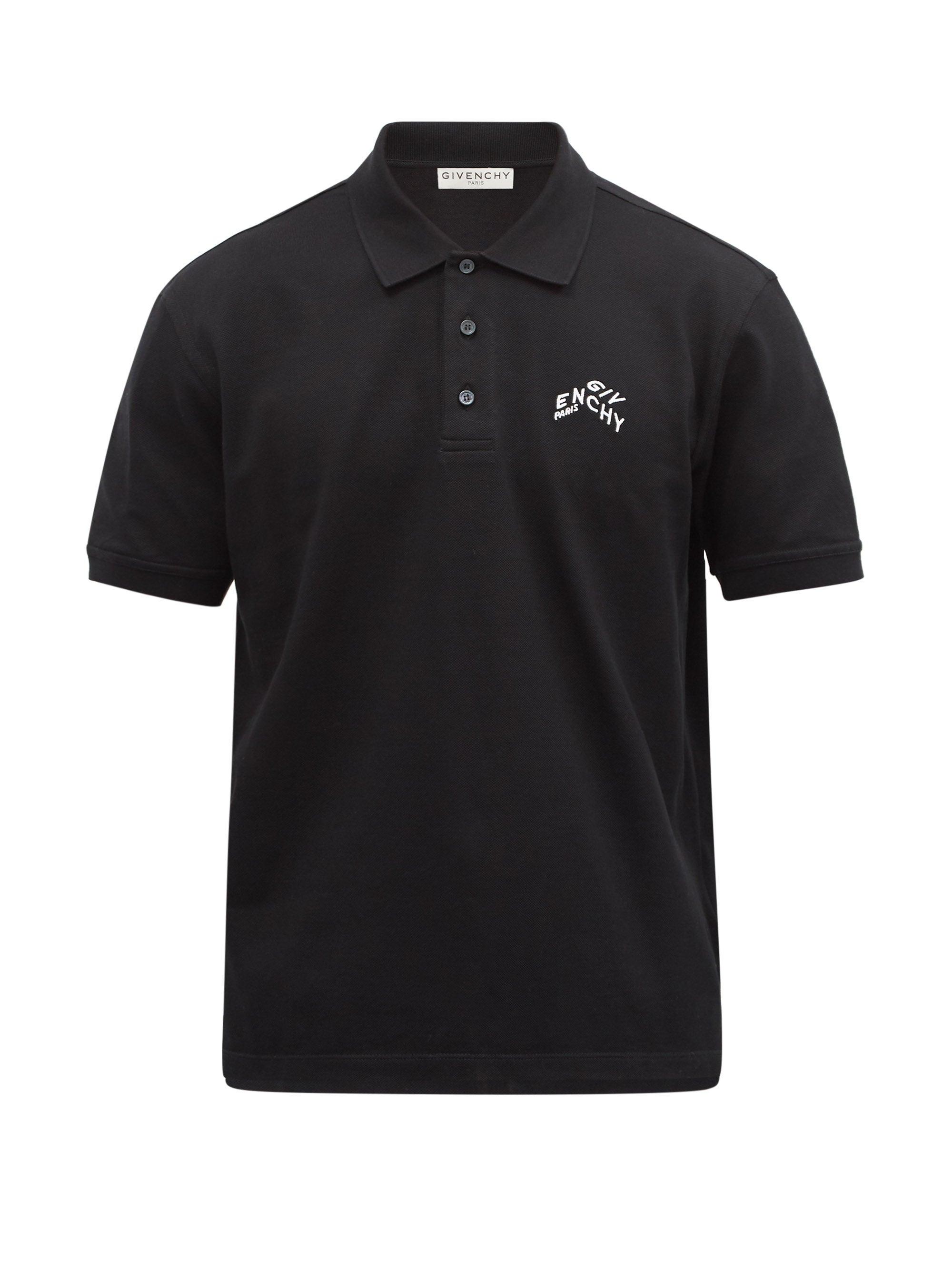 Givenchy Refracted Logo-embroidered Cotton-piqué Polo Shirt in Black ...