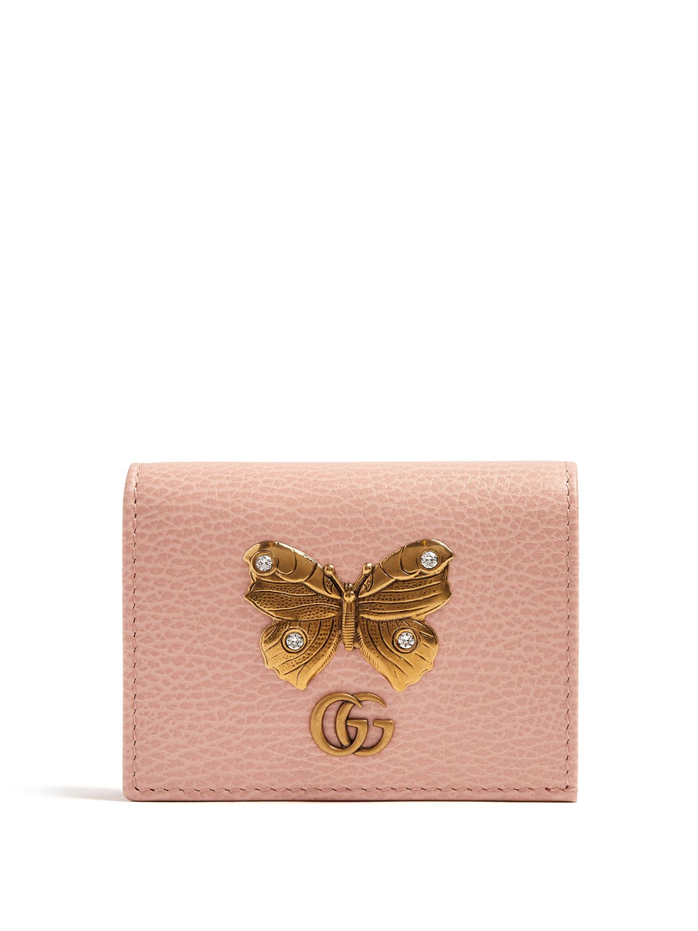 gucci butterfly wallet pink