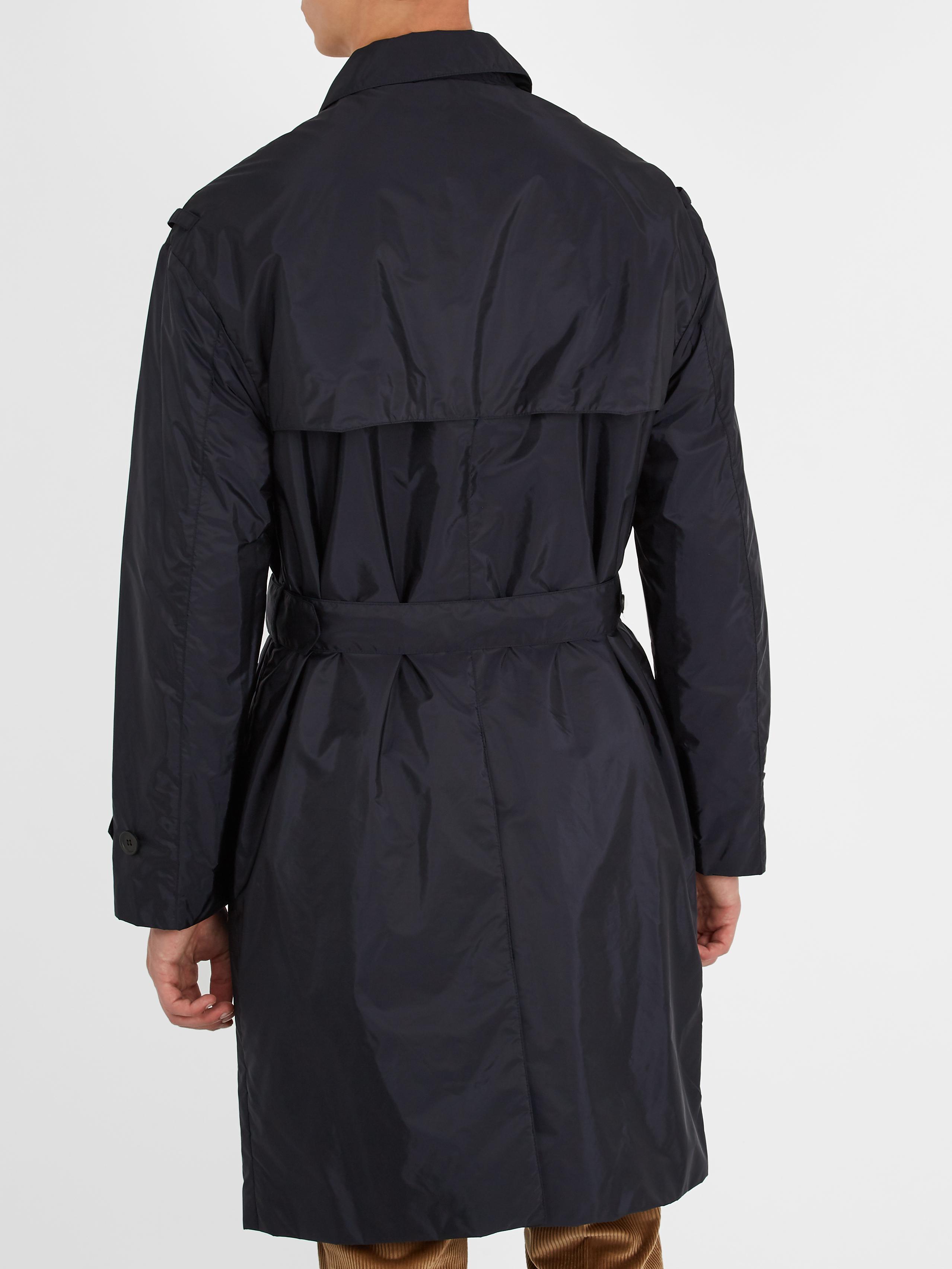 Prada Synthetic Belted Nylon Trench Coat in Navy (Blue) for Men - Lyst