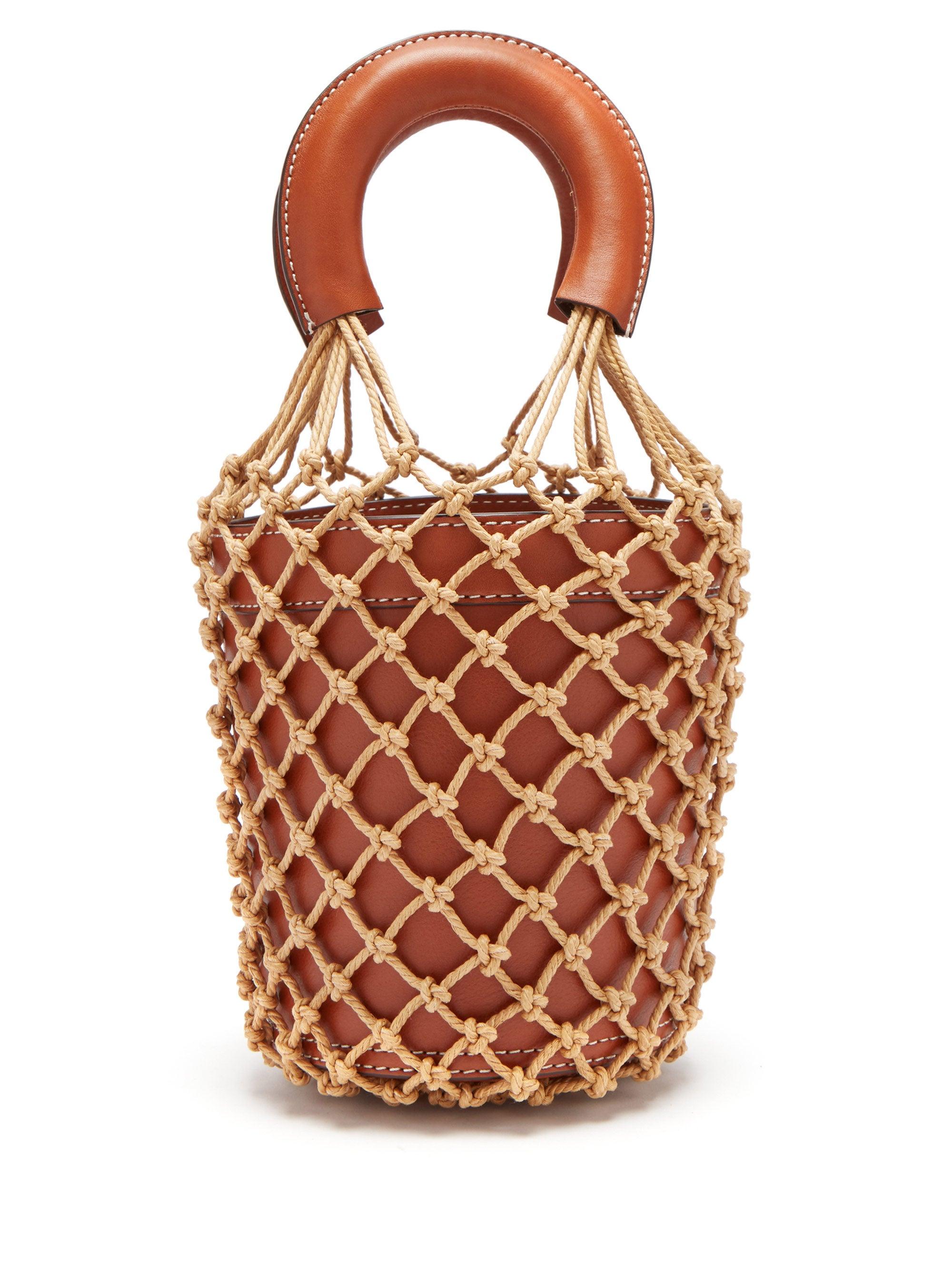 STAUD Moreau Macramé And Leather Bucket Bag | Lyst