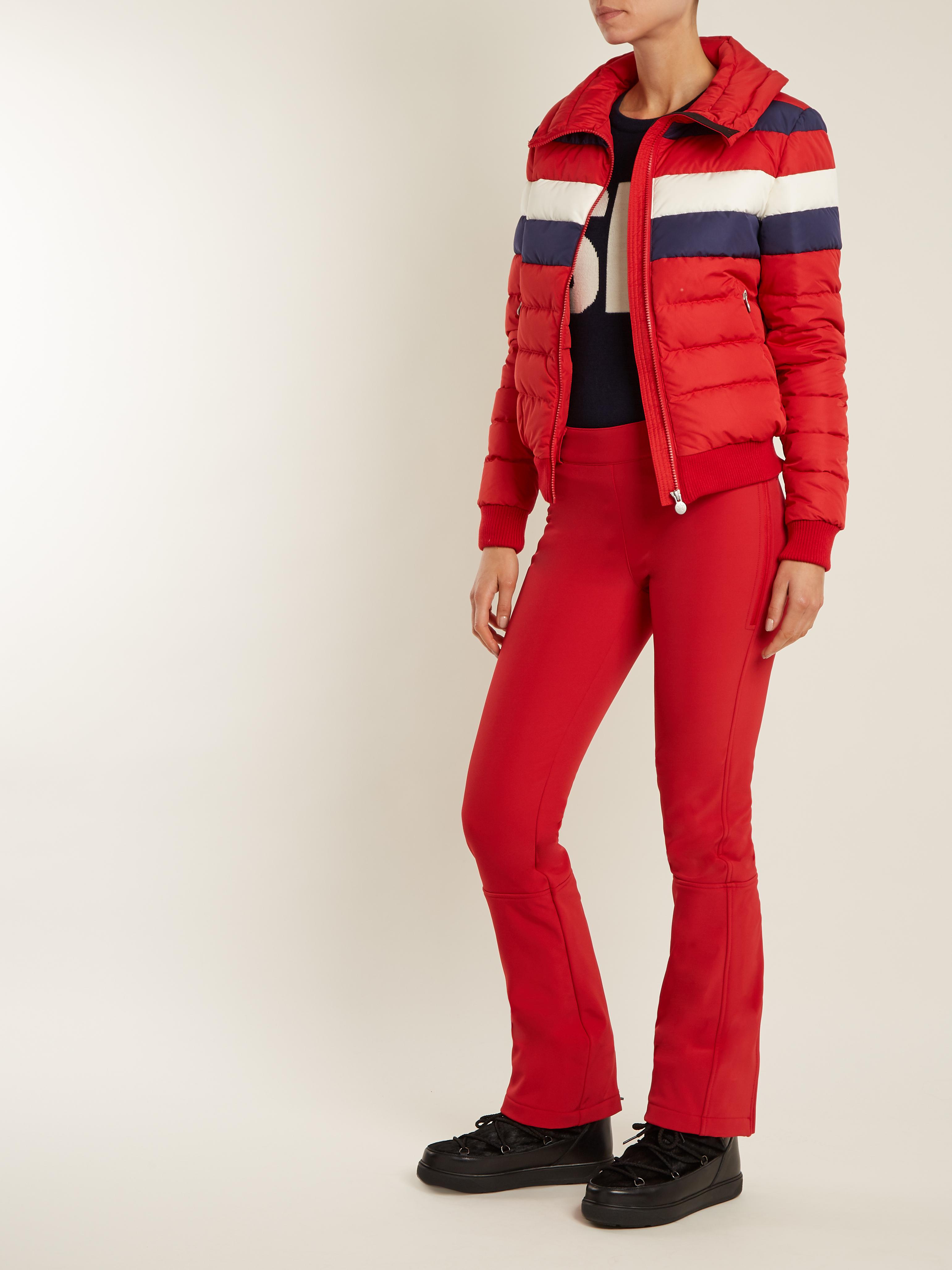 Lyst Perfect Moment Queenie Striped Quilted Down Ski Jacket in Red