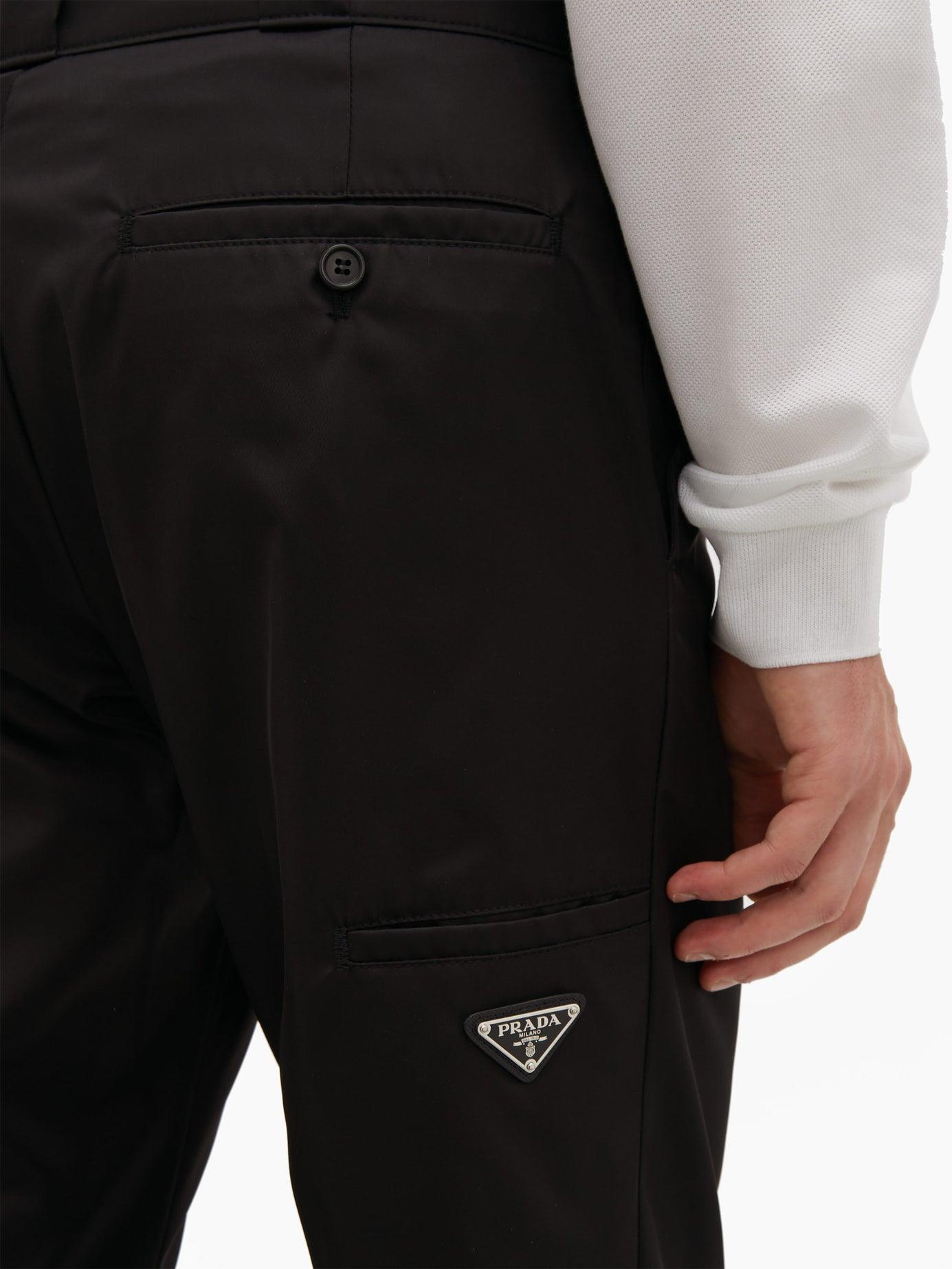 Prada Logo-plaque Cropped Nylon-gabardine Trousers in Black for
