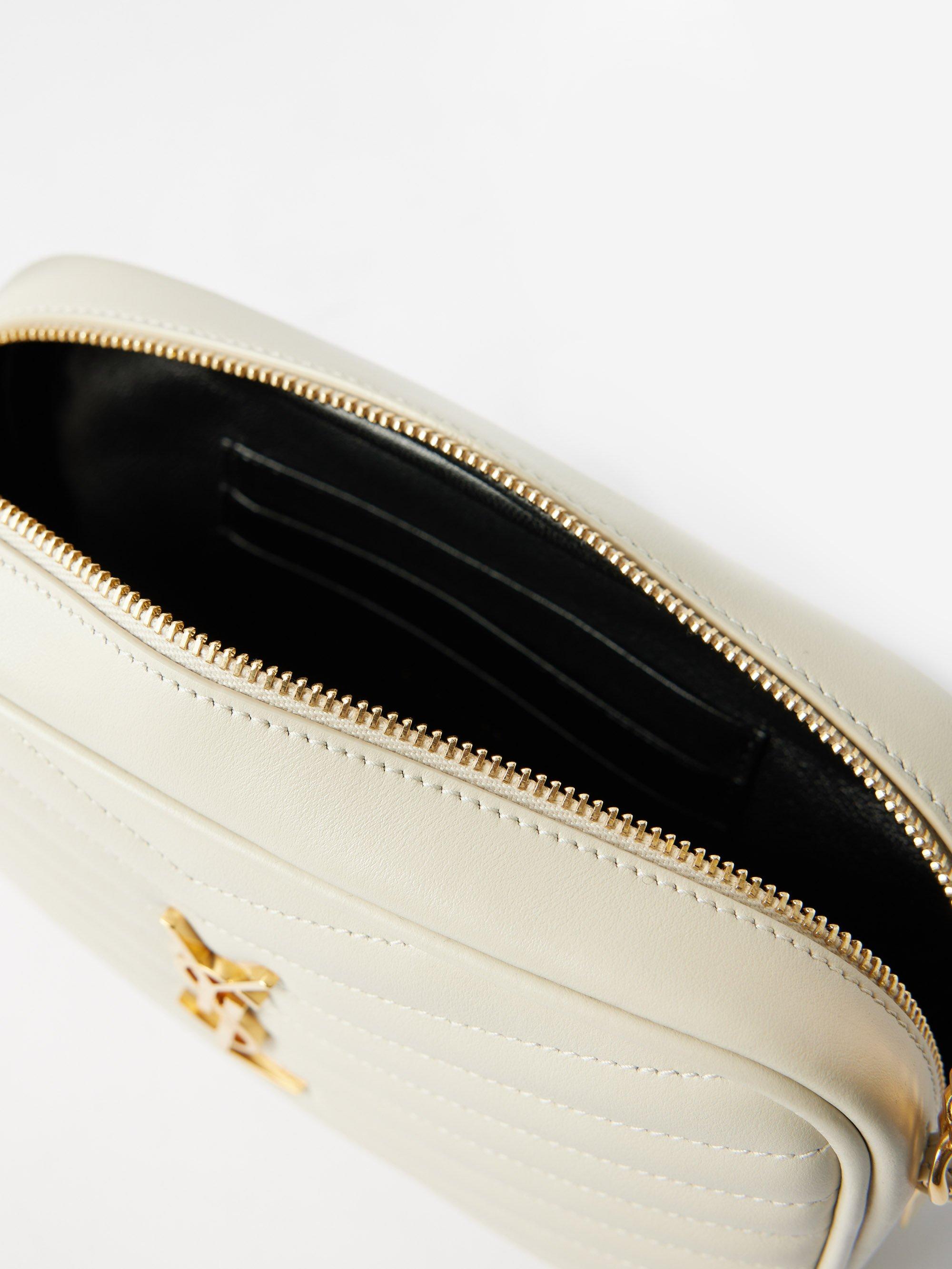 SAINT LAURENT: Lou mini bag in grain de poudre leather - Beige