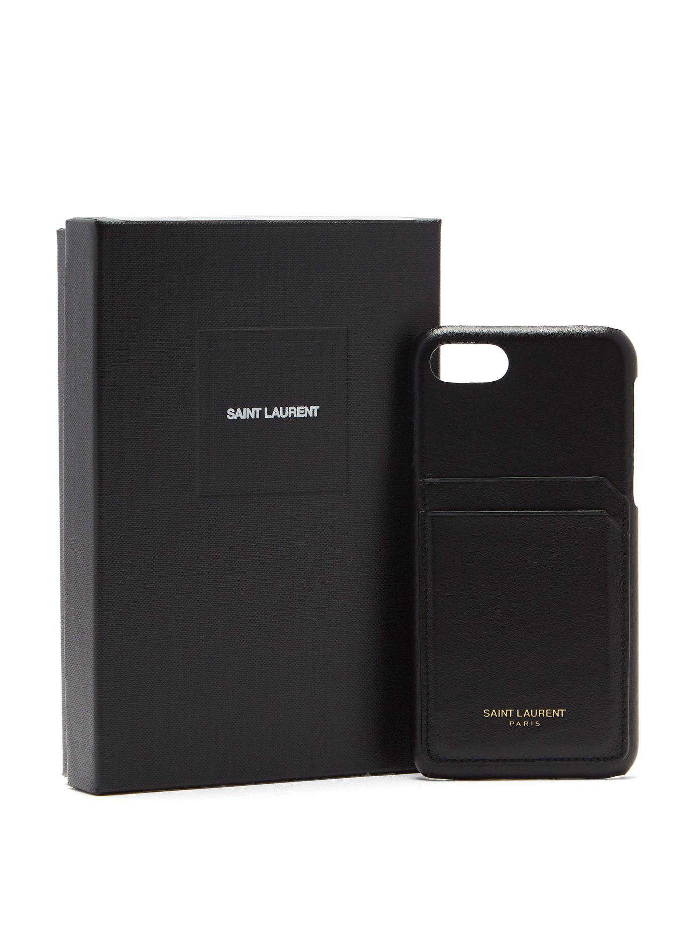 Saint Laurent Iphone® 8 Leather Phone Case in Black - Lyst